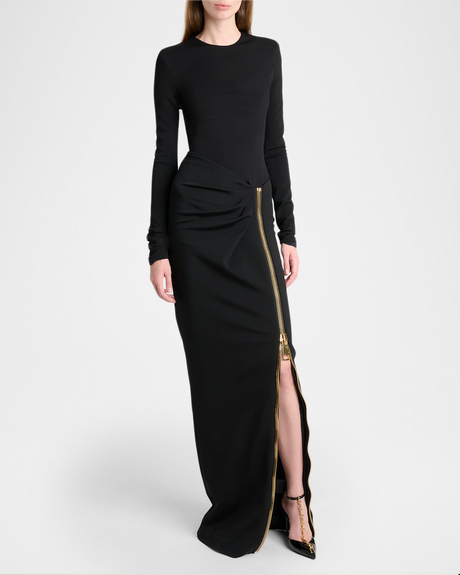 balmain black dress Compact Knit Zip slit Maxi Dress, Noir, Women's, 40 Vintage 90s Floral Dress dress rental Maxi dress Its knitted for a Colour:Kerala Green