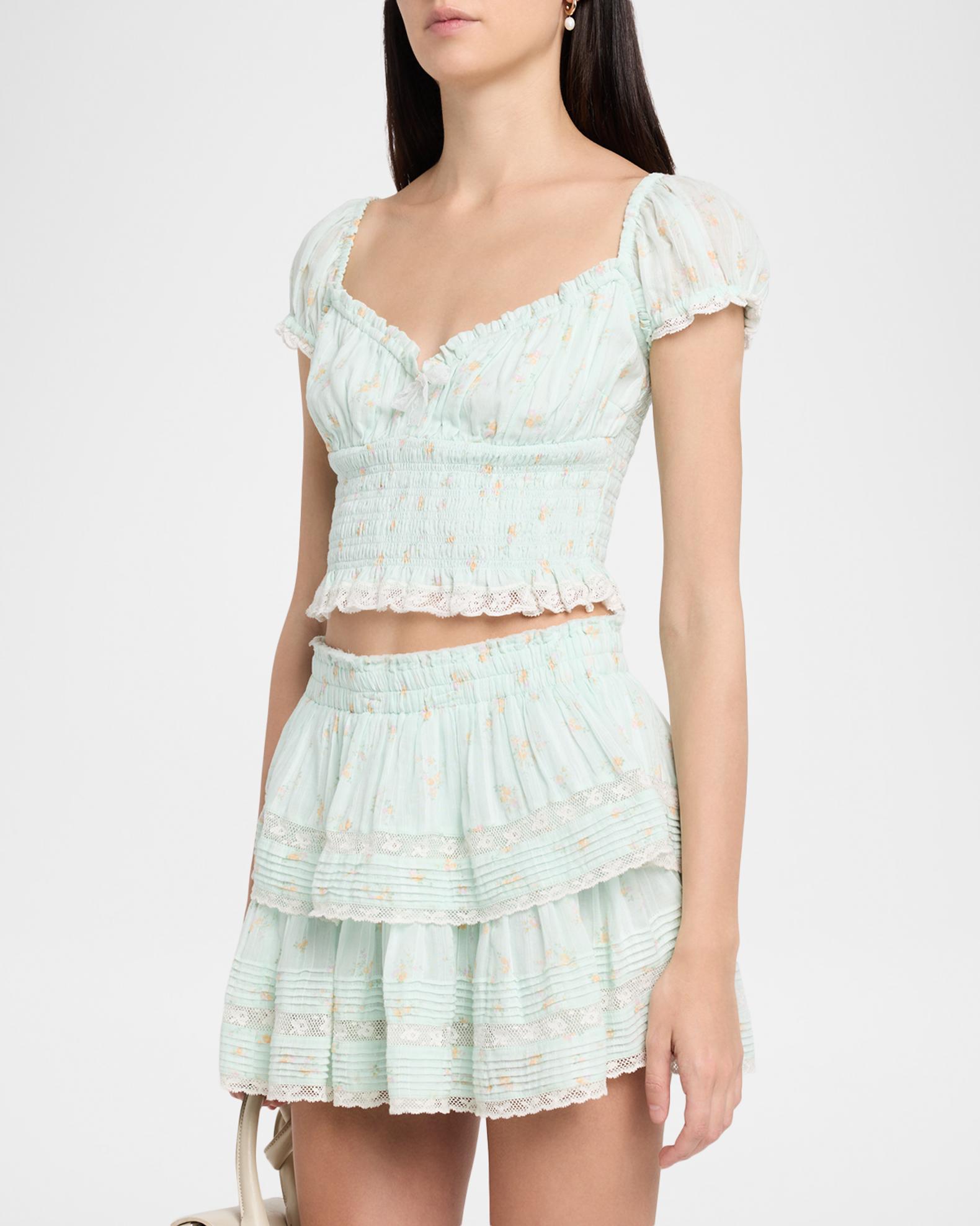 LoveShackFancy Daini Smocked Floral Top | Neiman Marcus