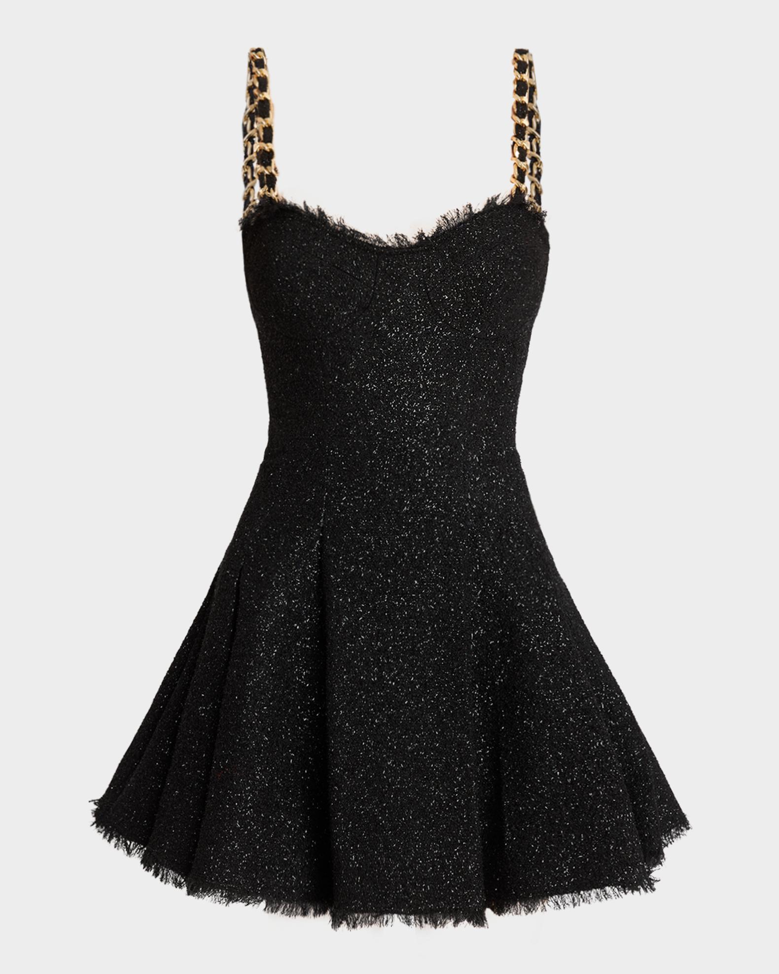 balmain metallic dress Balmain Glittered Tweed Long Bustier Dress