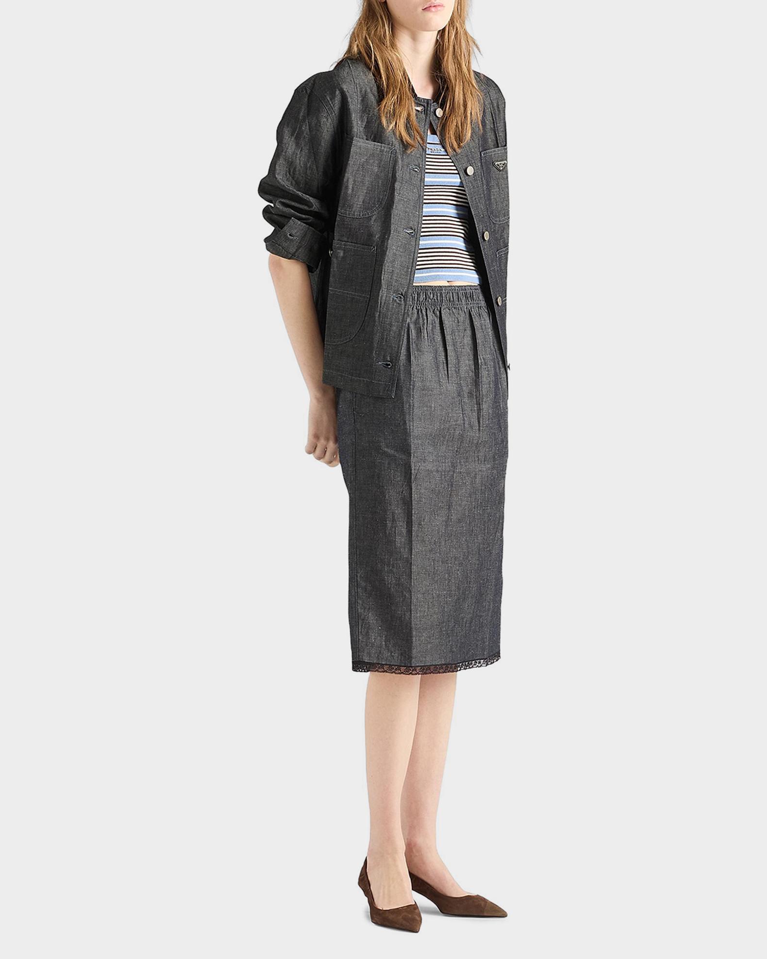 Prada Chambray Jacket w/ Velvet Collar | Neiman Marcus