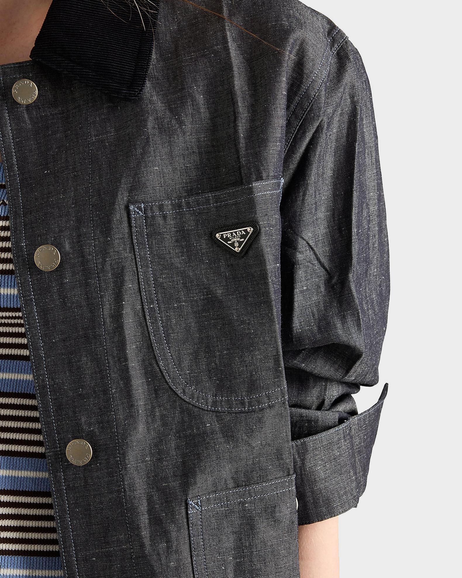 Prada Chambray Jacket w/ Velvet Collar | Neiman Marcus