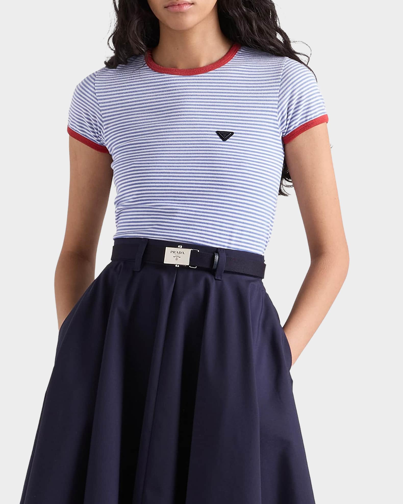PRADA ボーダーTシャツ Prada Striped Jersey T-Shirt | Neiman Marcus