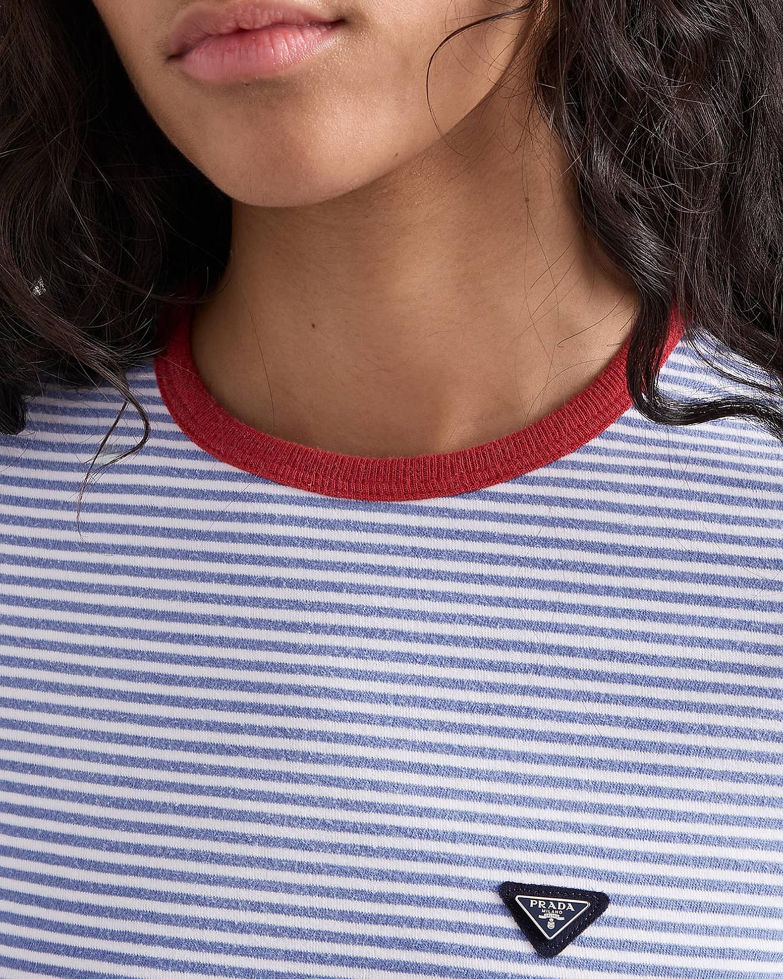 Prada Striped Jersey T-Shirt | Neiman Marcus