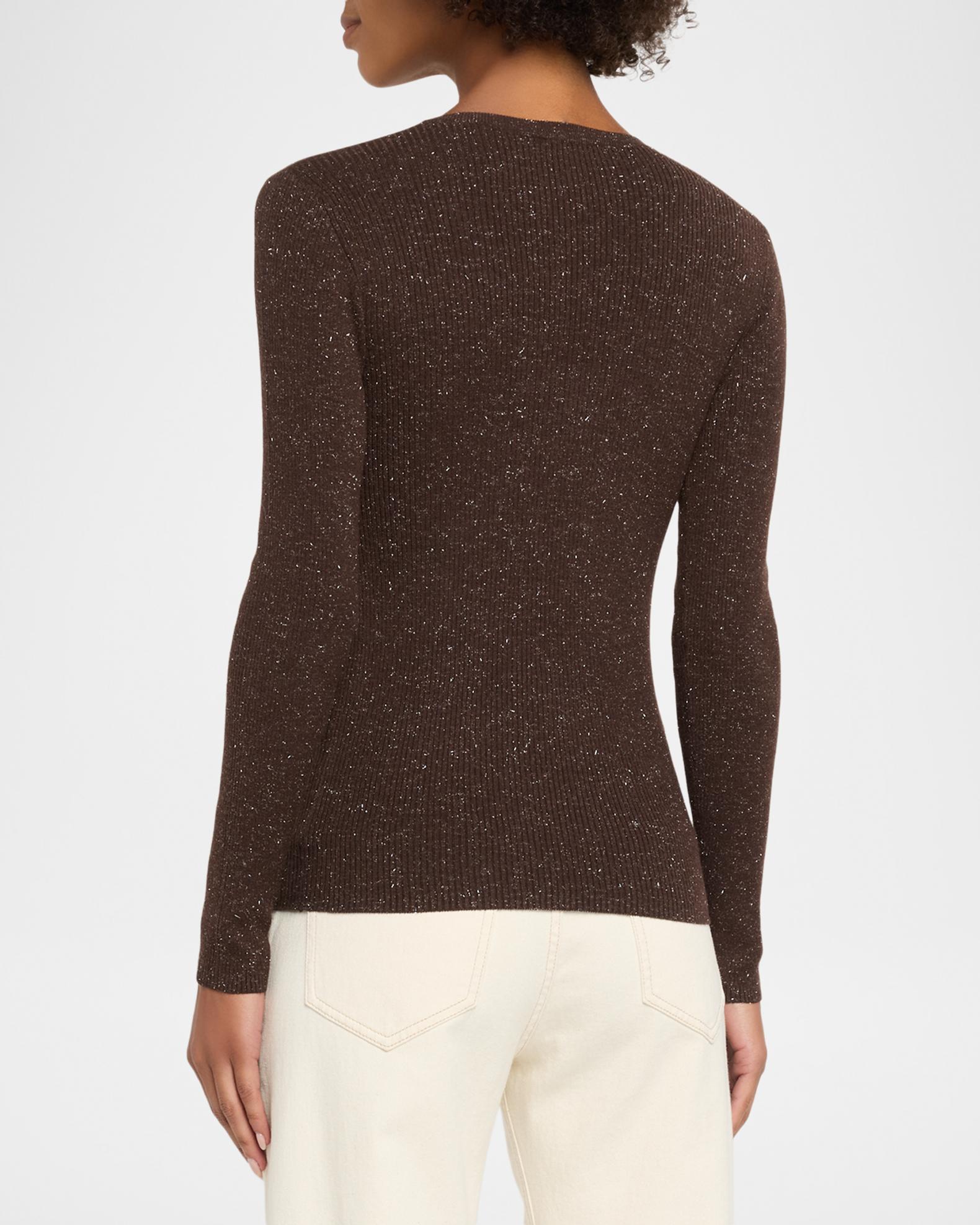 Brunello Cucinelli Shimmering Cashmere Rib V-Neck Fitted Sweater