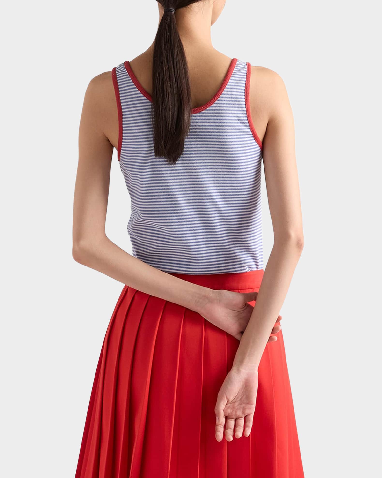 Prada Striped Logo Cotton Jersey Tank Top | Neiman Marcus