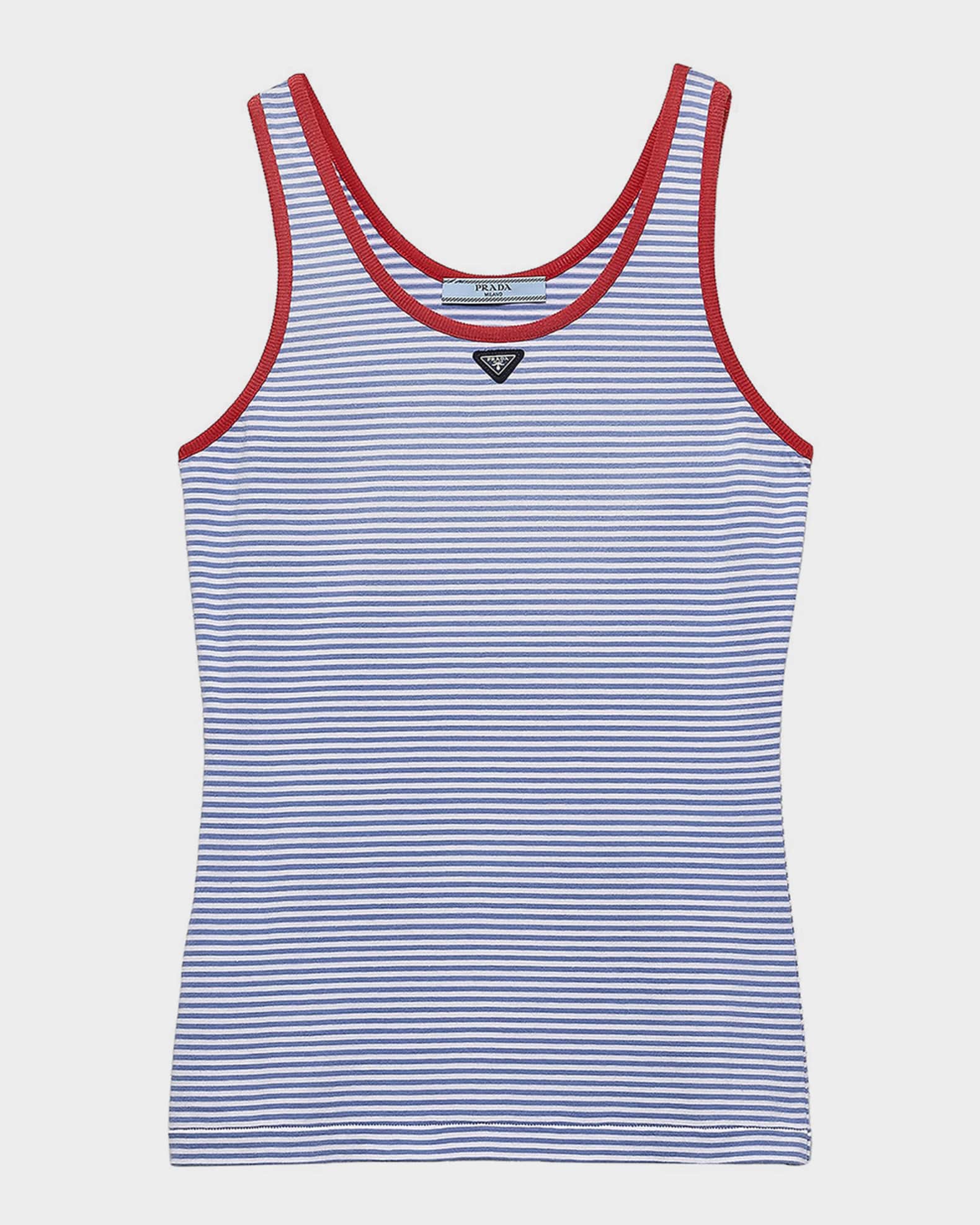Prada Striped Logo Cotton Jersey Tank Top | Neiman Marcus