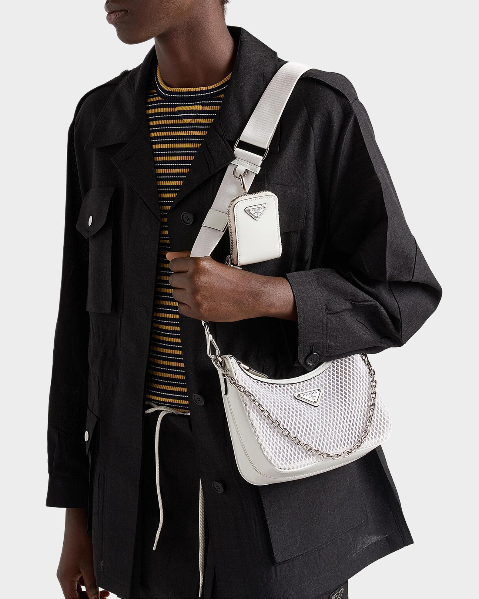 Prada Re-Edition 2005 Mesh and Brushed Leather Shoulder Bag