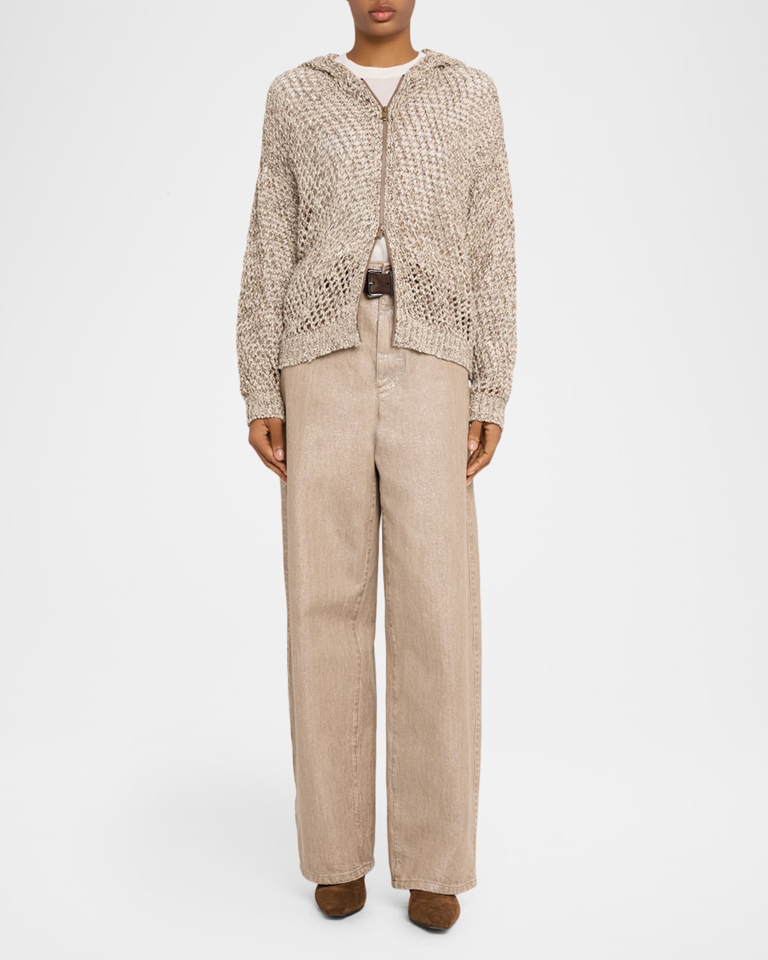Brunello Cucinelli Monili-Trim Sleeve-Panel Cashmere Sweater