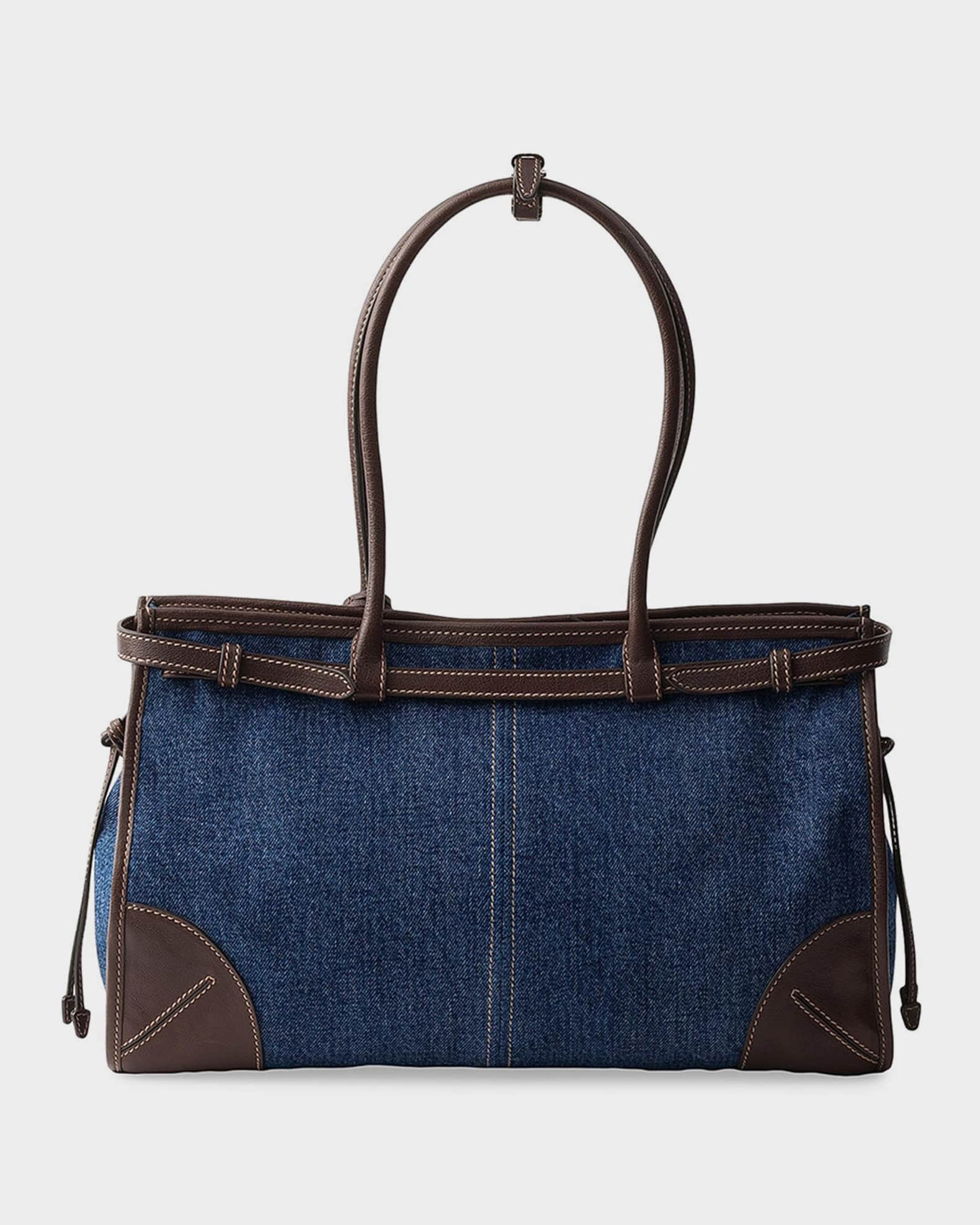 Prada Bonnie Large Denim and Leather Handbag | Neiman Marcus