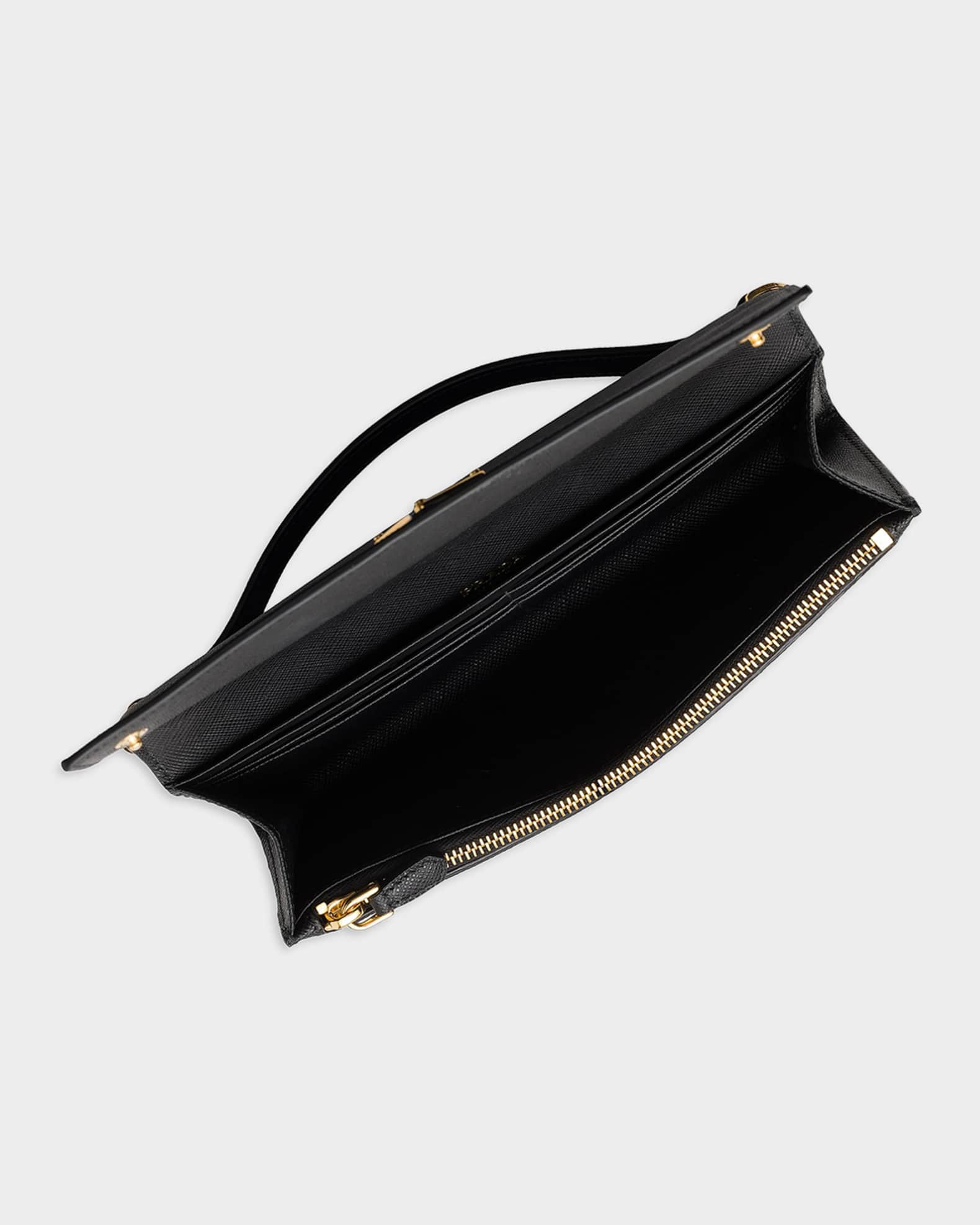 Prada Saffiano Leather Wallet with Shoulder Strap | Neiman Marcus