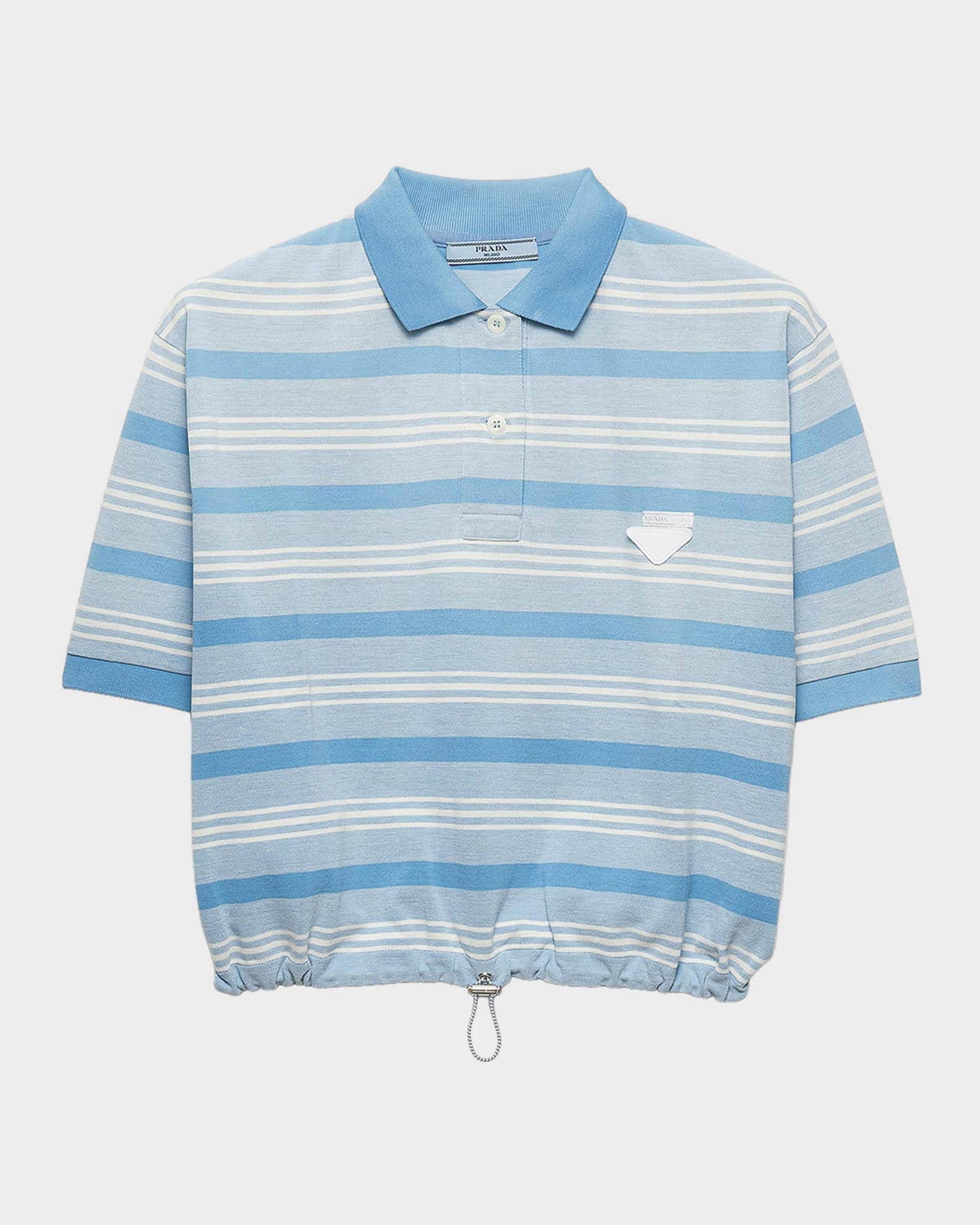 Prada Logo Striped Cotton Polo Shirt | Neiman Marcus