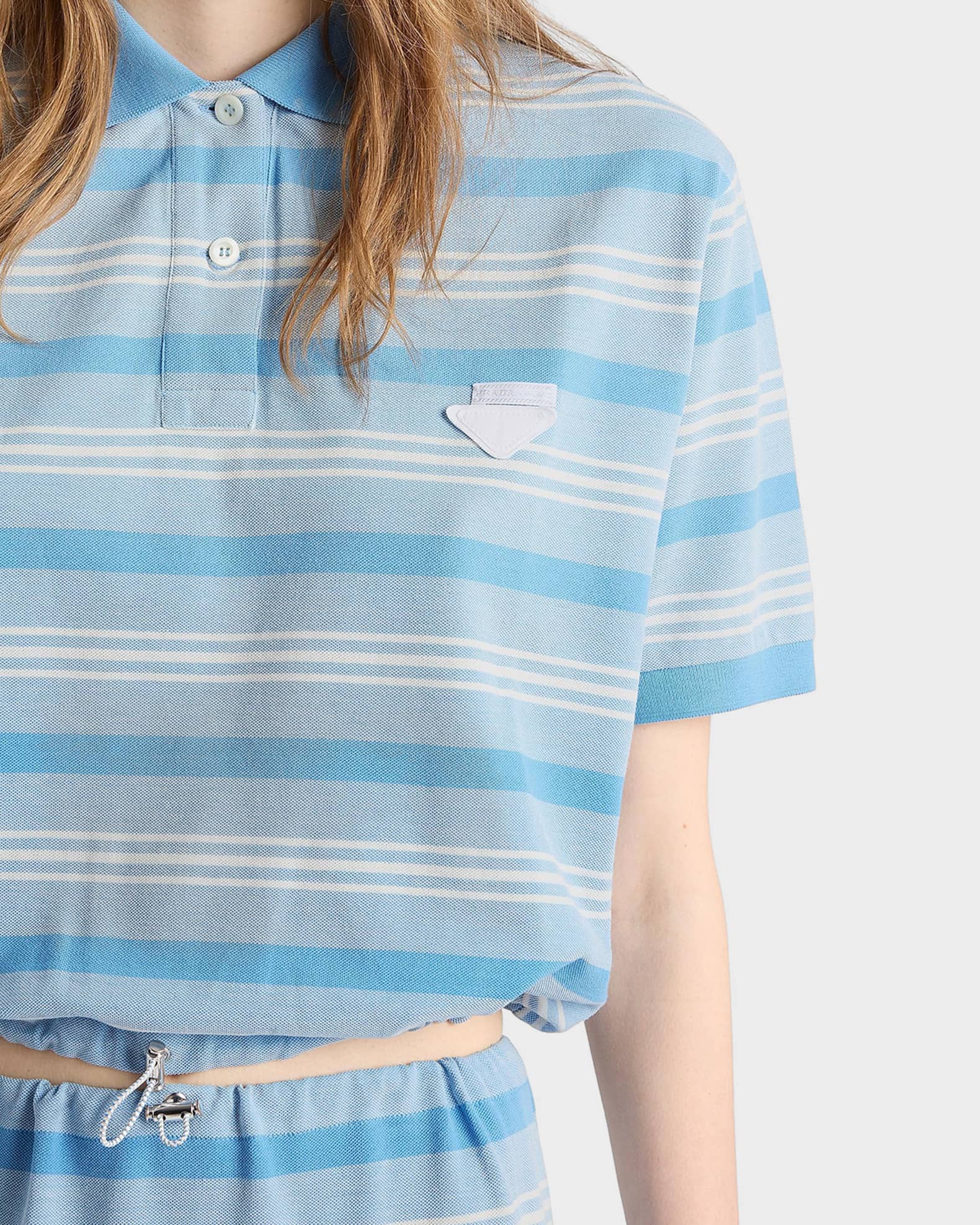Prada Logo Striped Cotton Polo Shirt | Neiman Marcus