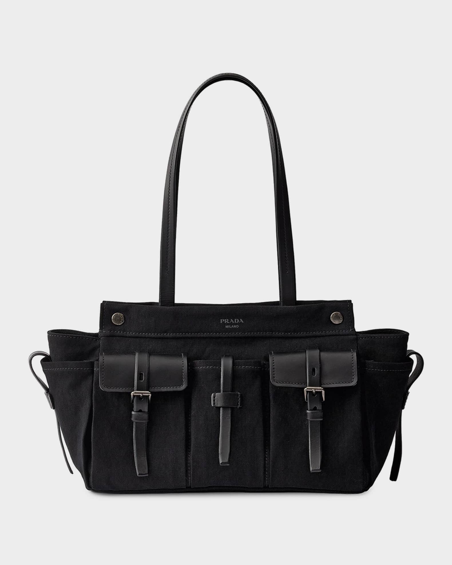 Prada Route Large Canvas and Leather Tote Bag | Neiman Marcus