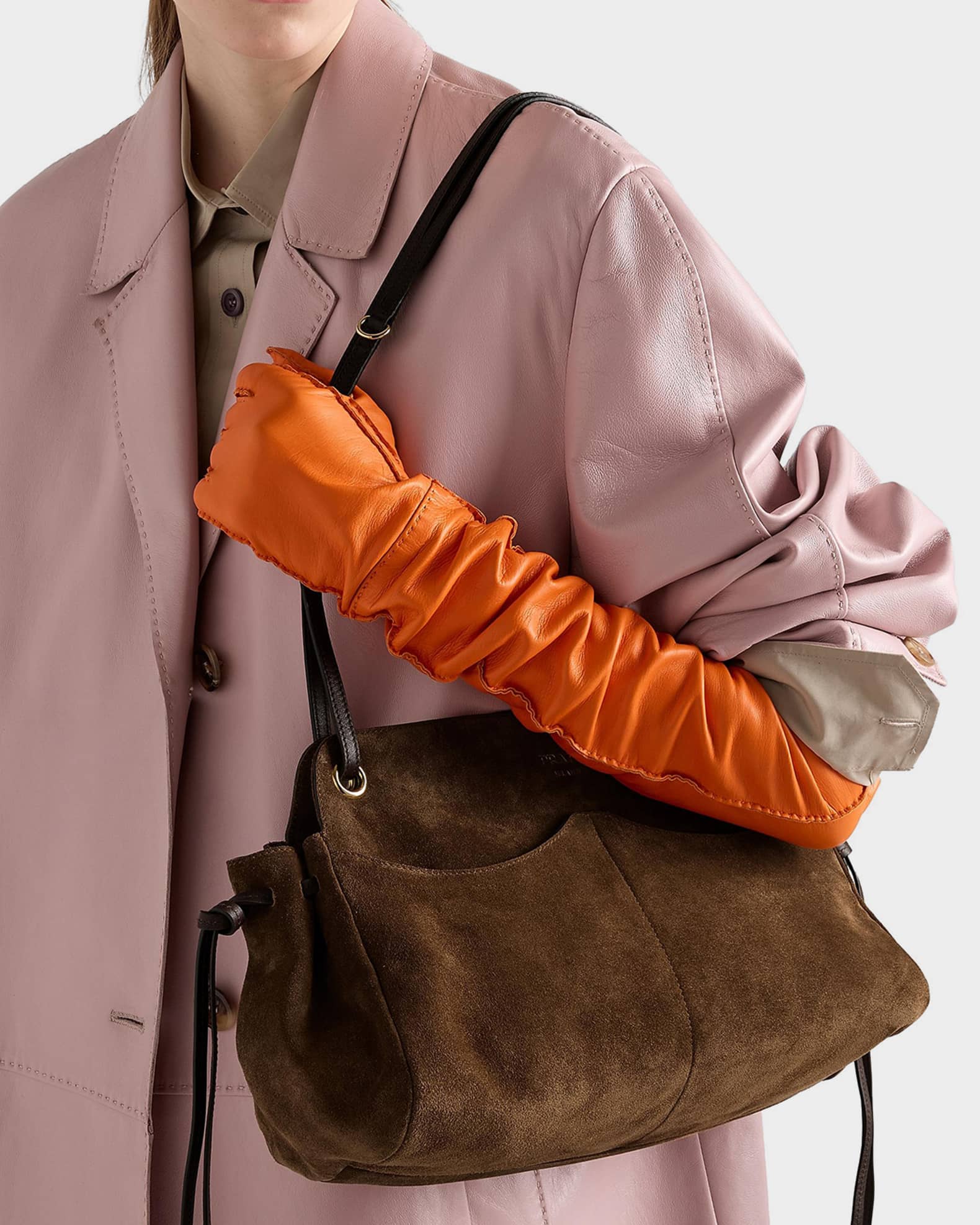 Prada Carry Large Suede Shoulder Bag | Neiman Marcus