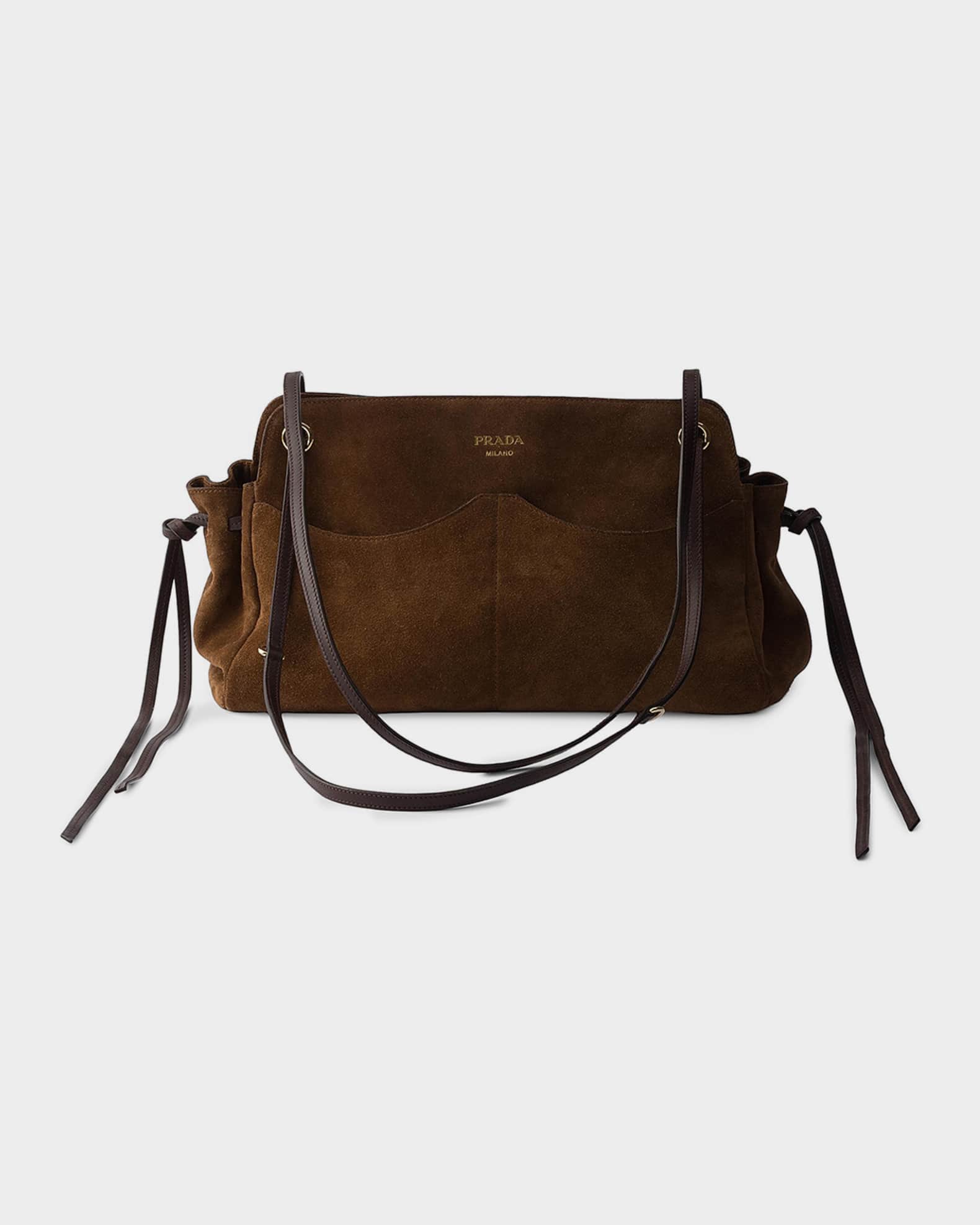 Prada Carry Large Suede Shoulder Bag | Neiman Marcus