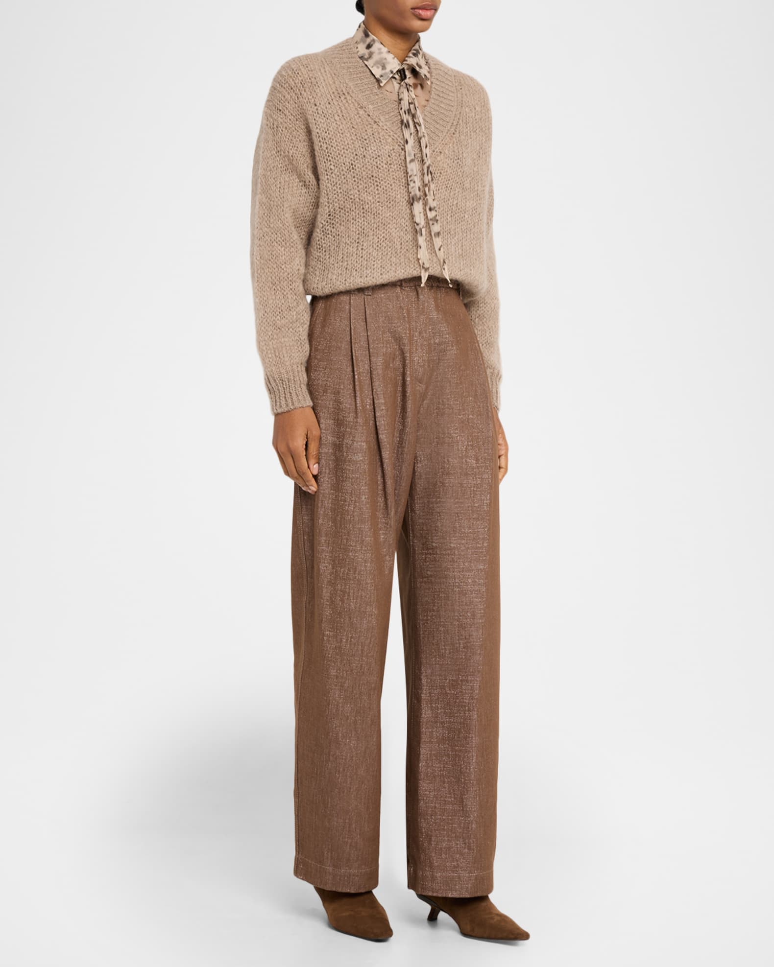 Brunello Cucinelli Wool V-Neck Sweater | Neiman Marcus