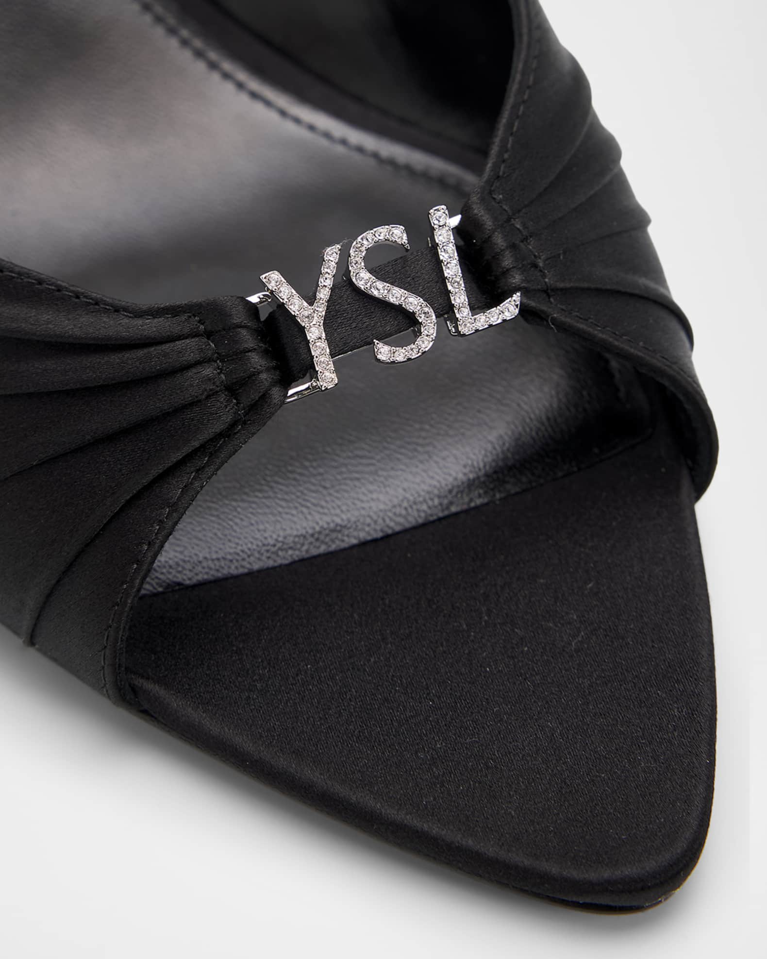 Saint Laurent 60mm Jerry Embellished Satin Crepe Mules | Neiman Marcus