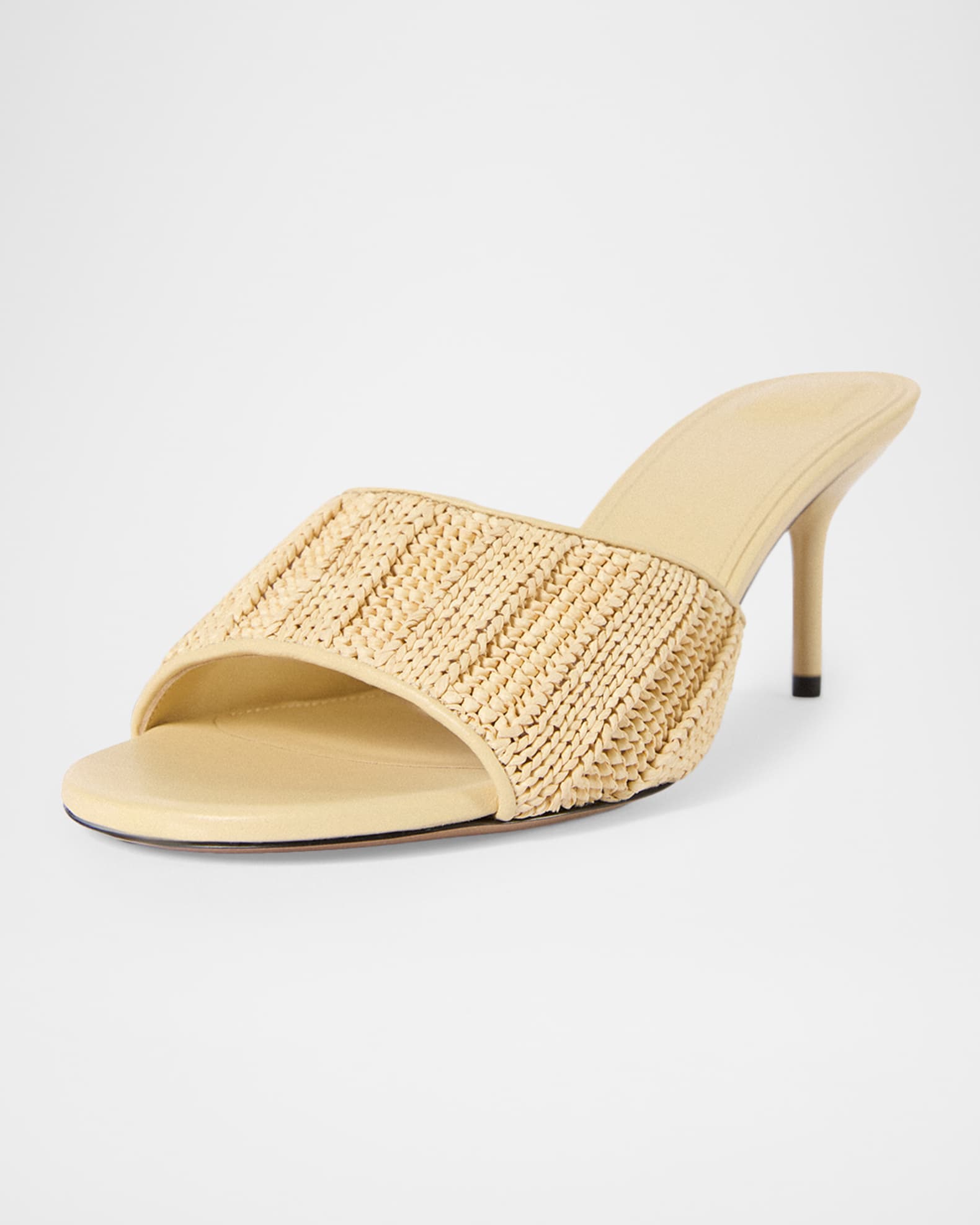 Jacquemus 70mm Les Mules Cubist Raffia Slide Sandals | Neiman Marcus
