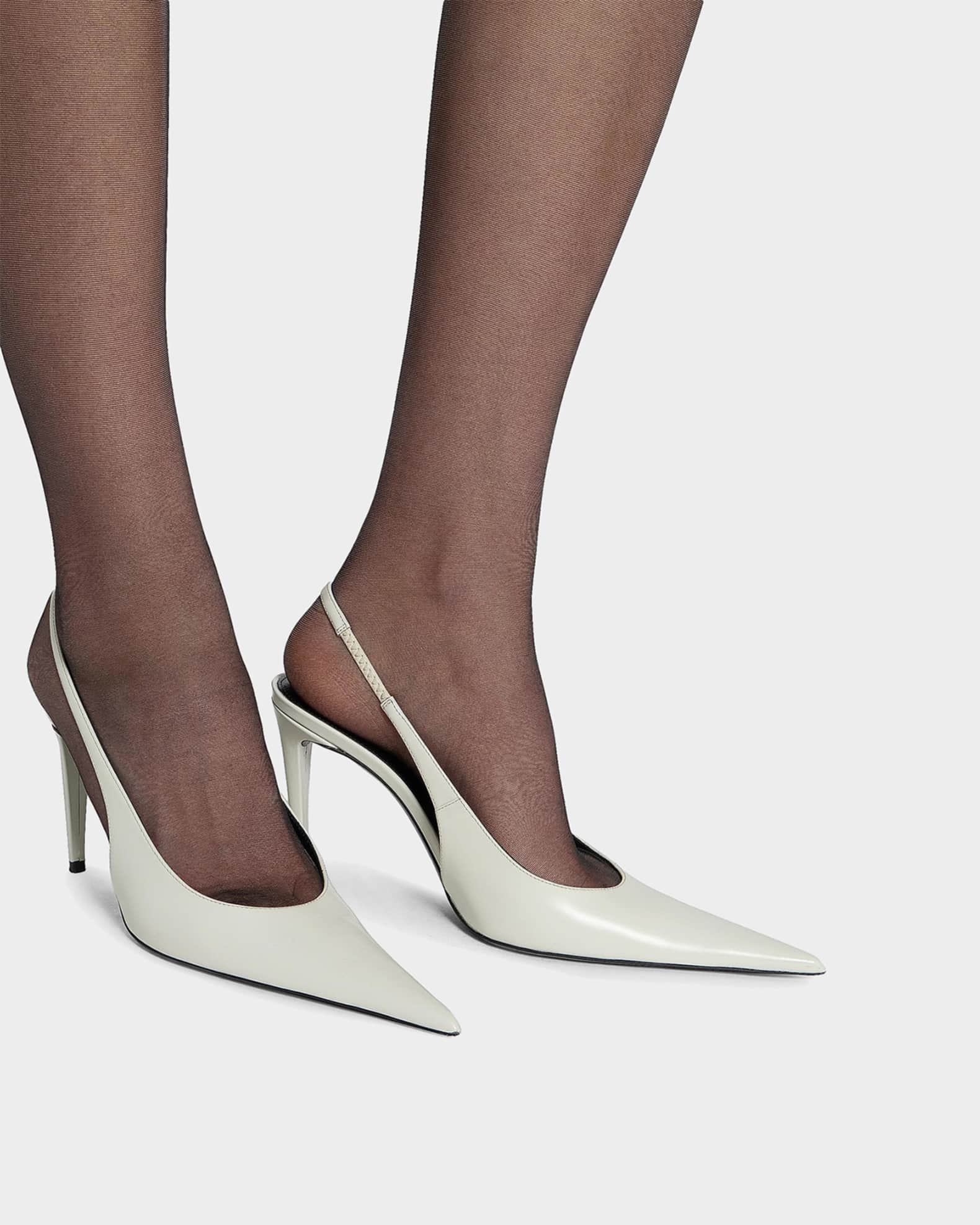 Saint Laurent 75mm Guermantes Leather Slingback Pumps | Neiman Marcus