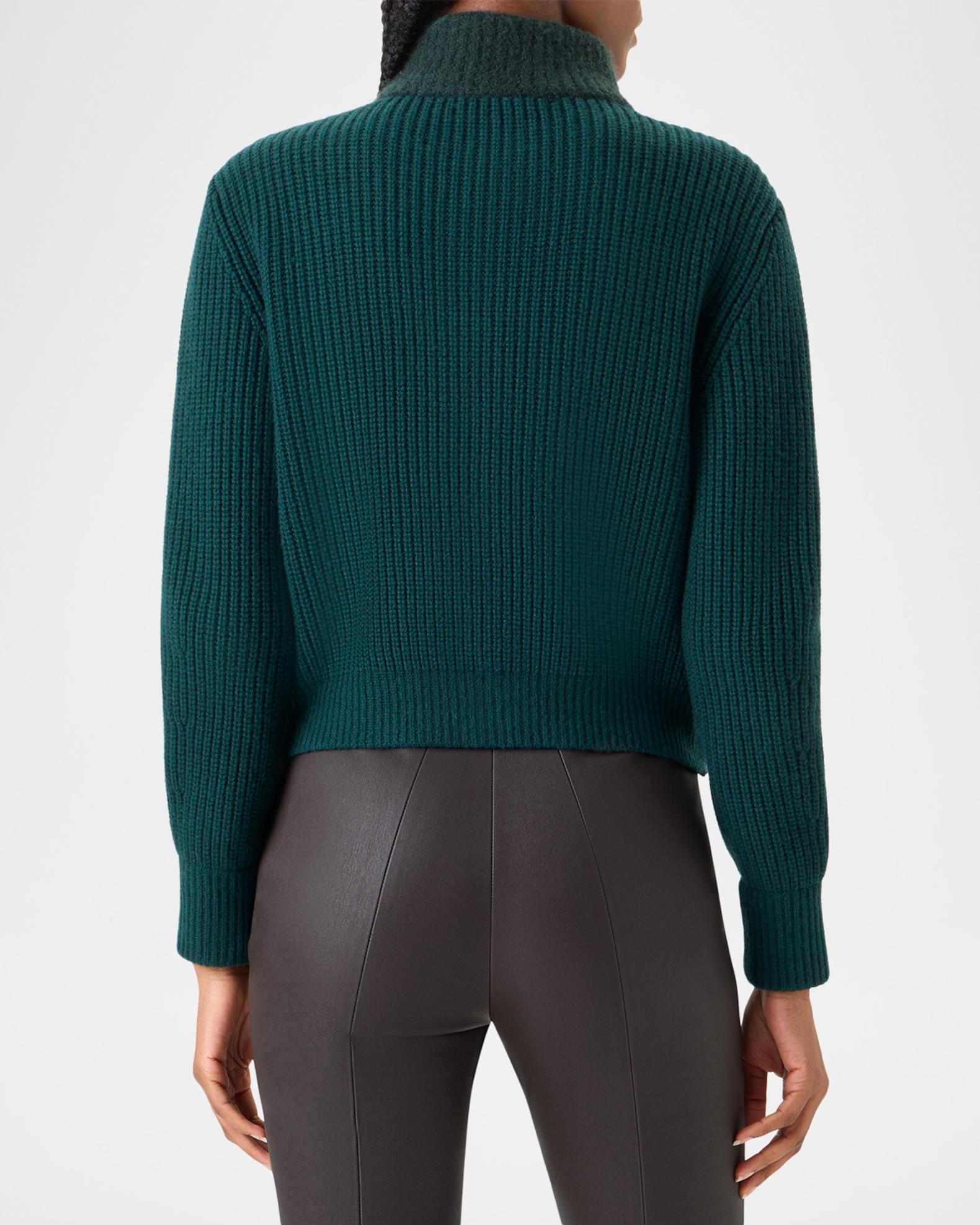 Akris Wool-Cashmere Turtleneck Zip Cardigan | Neiman Marcus