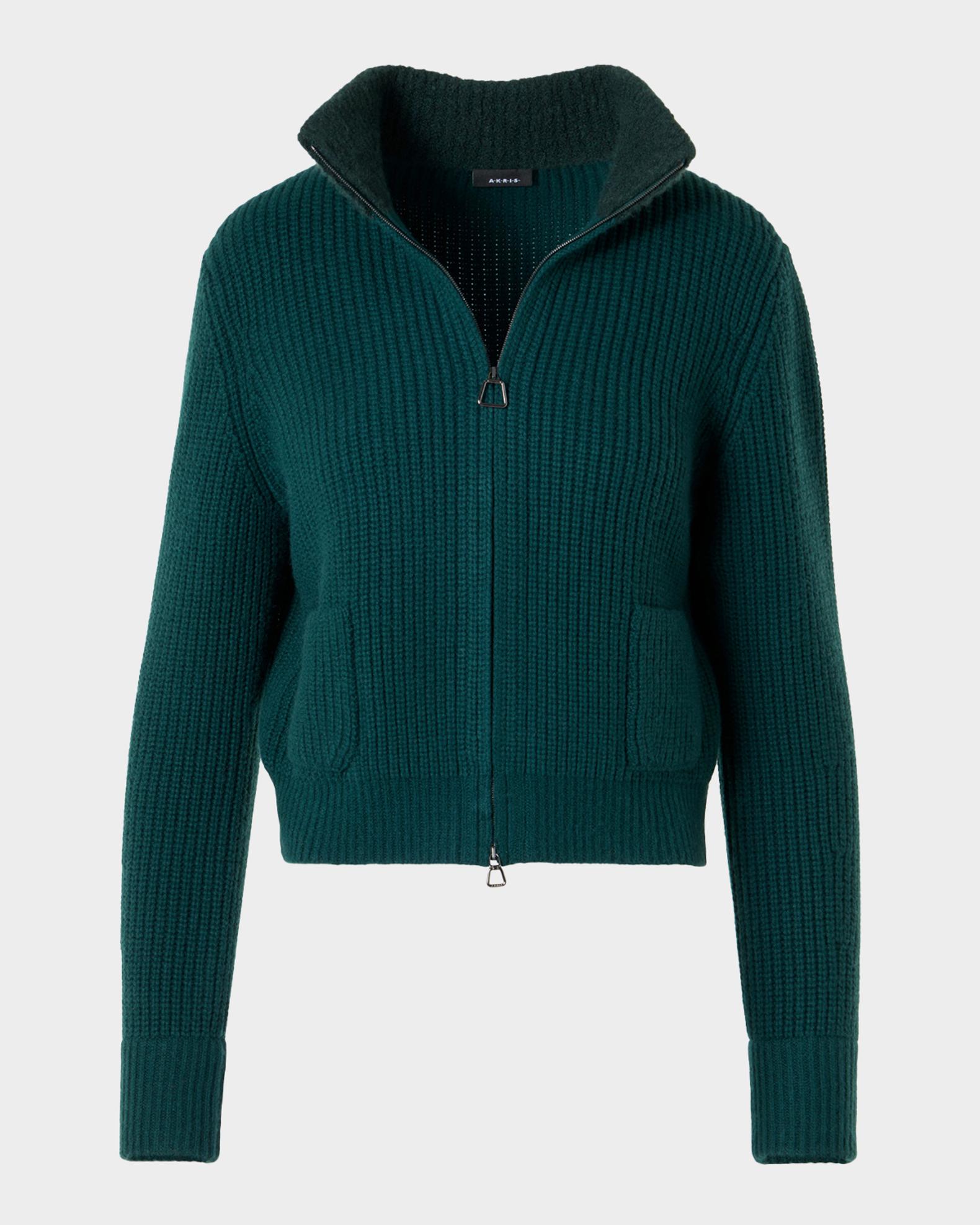 Akris Wool-Cashmere Turtleneck Zip Cardigan | Neiman Marcus