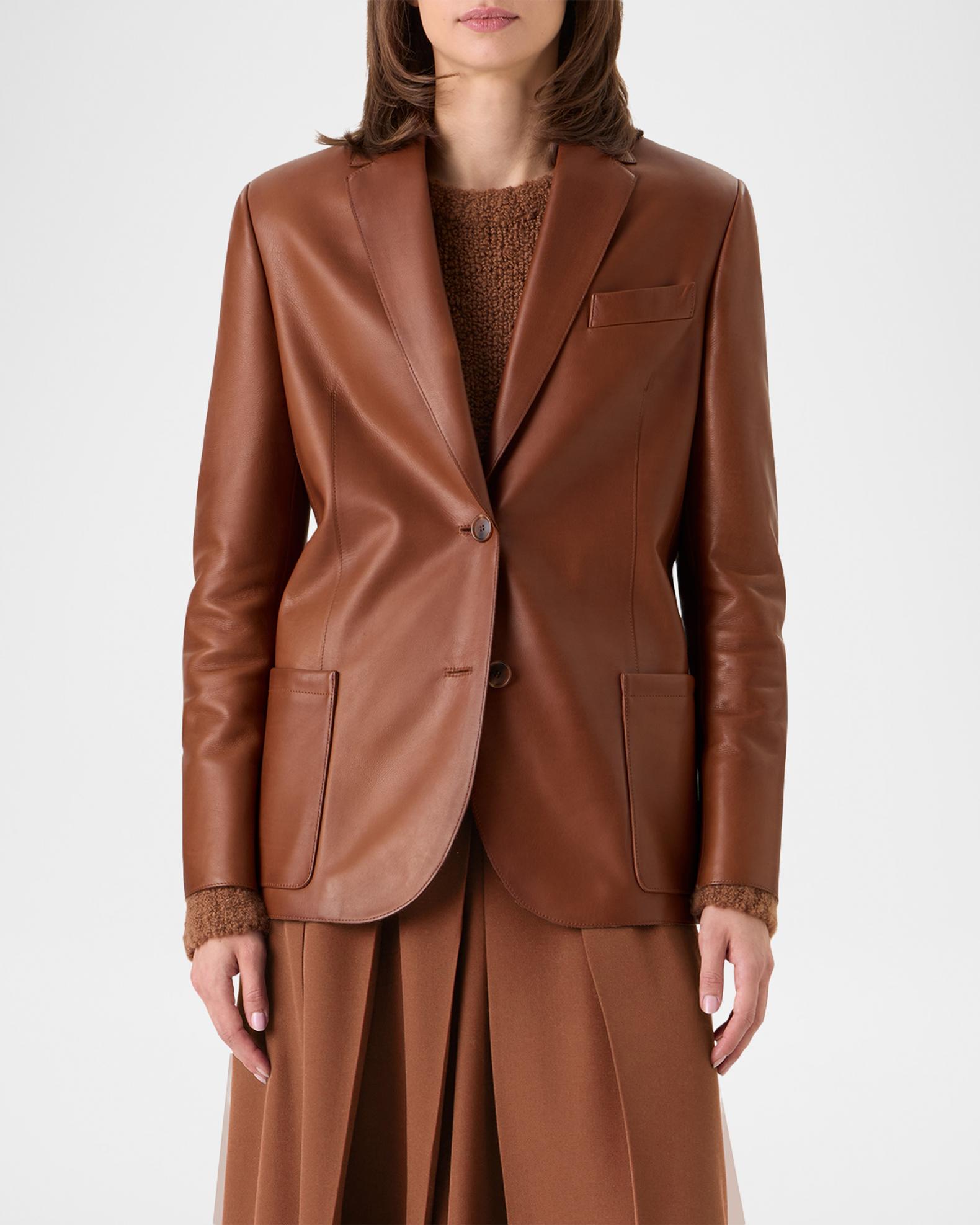 Akris Kora Nappa Leather Single-Breasted Jacket | Neiman Marcus
