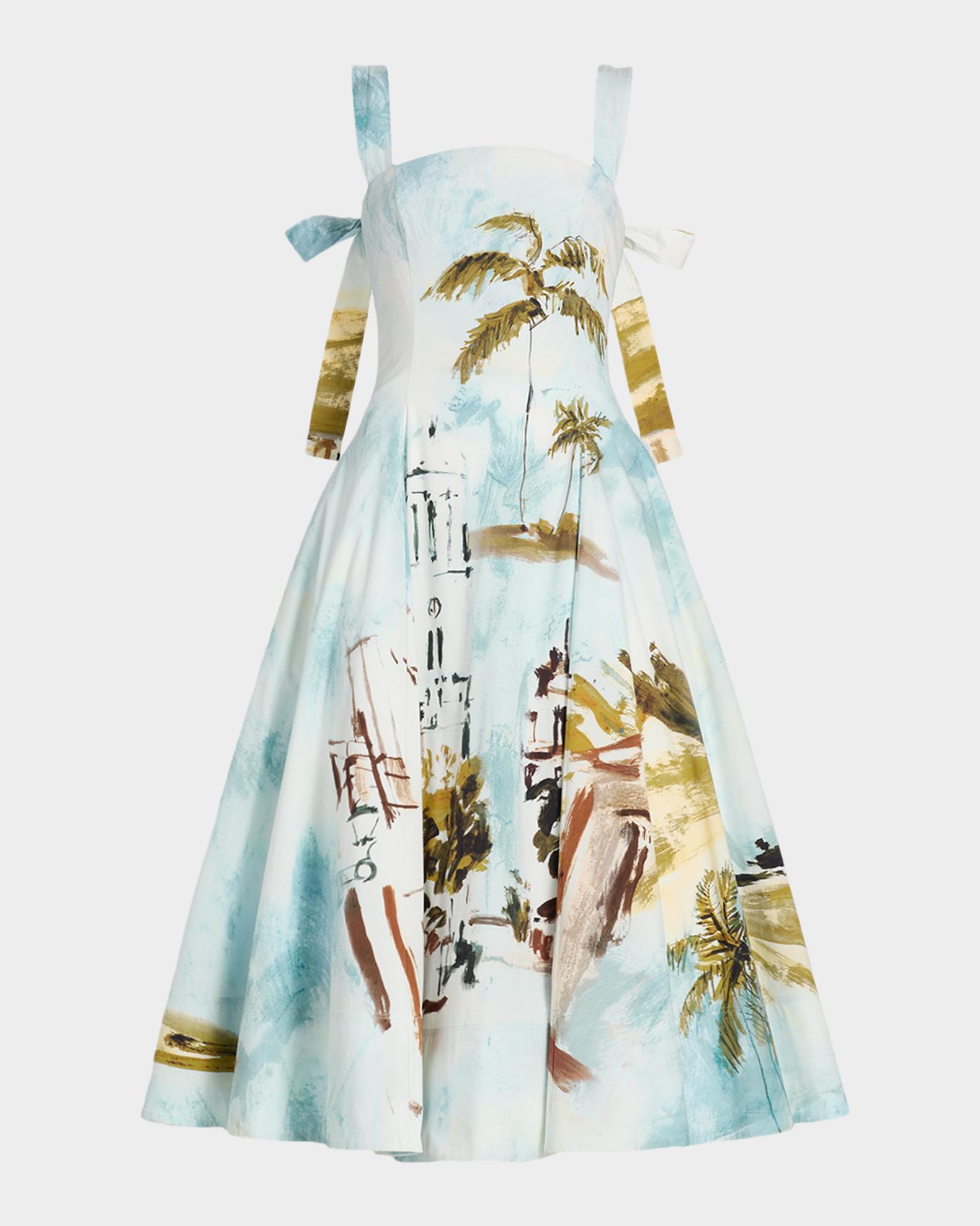 oscar de la renta draped printed stretch jersey midi dress Oscar de La Renta Jersey Draped Dress