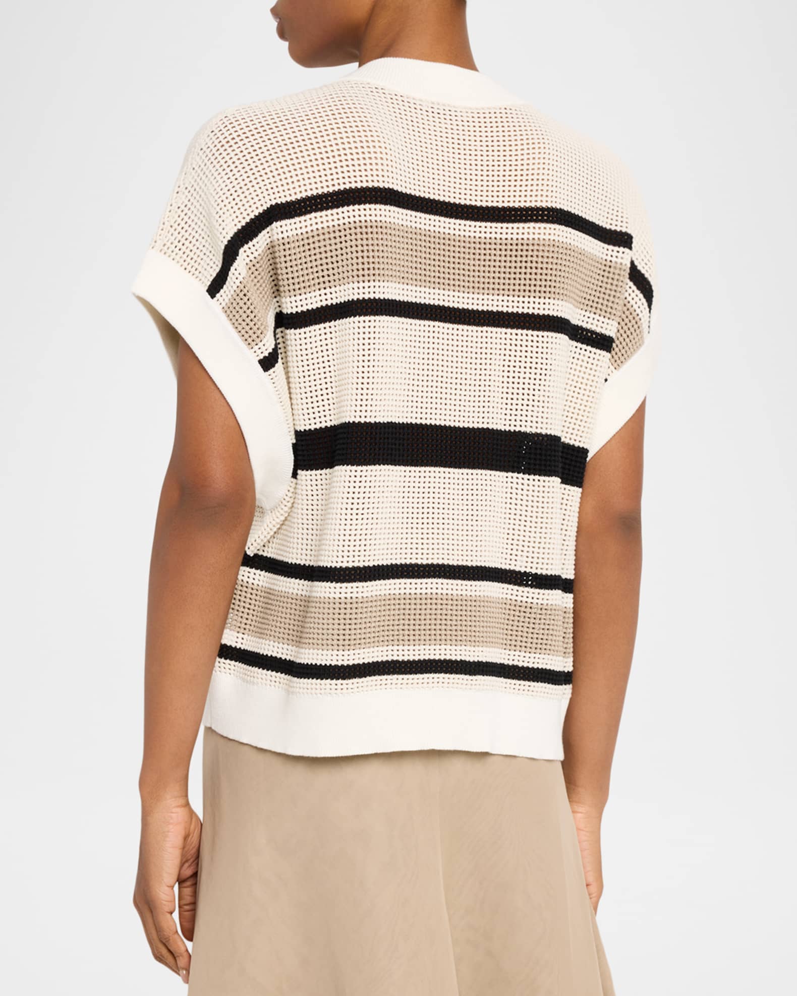 Brunello Cucinelli Striped Net Knit Vest | Neiman Marcus