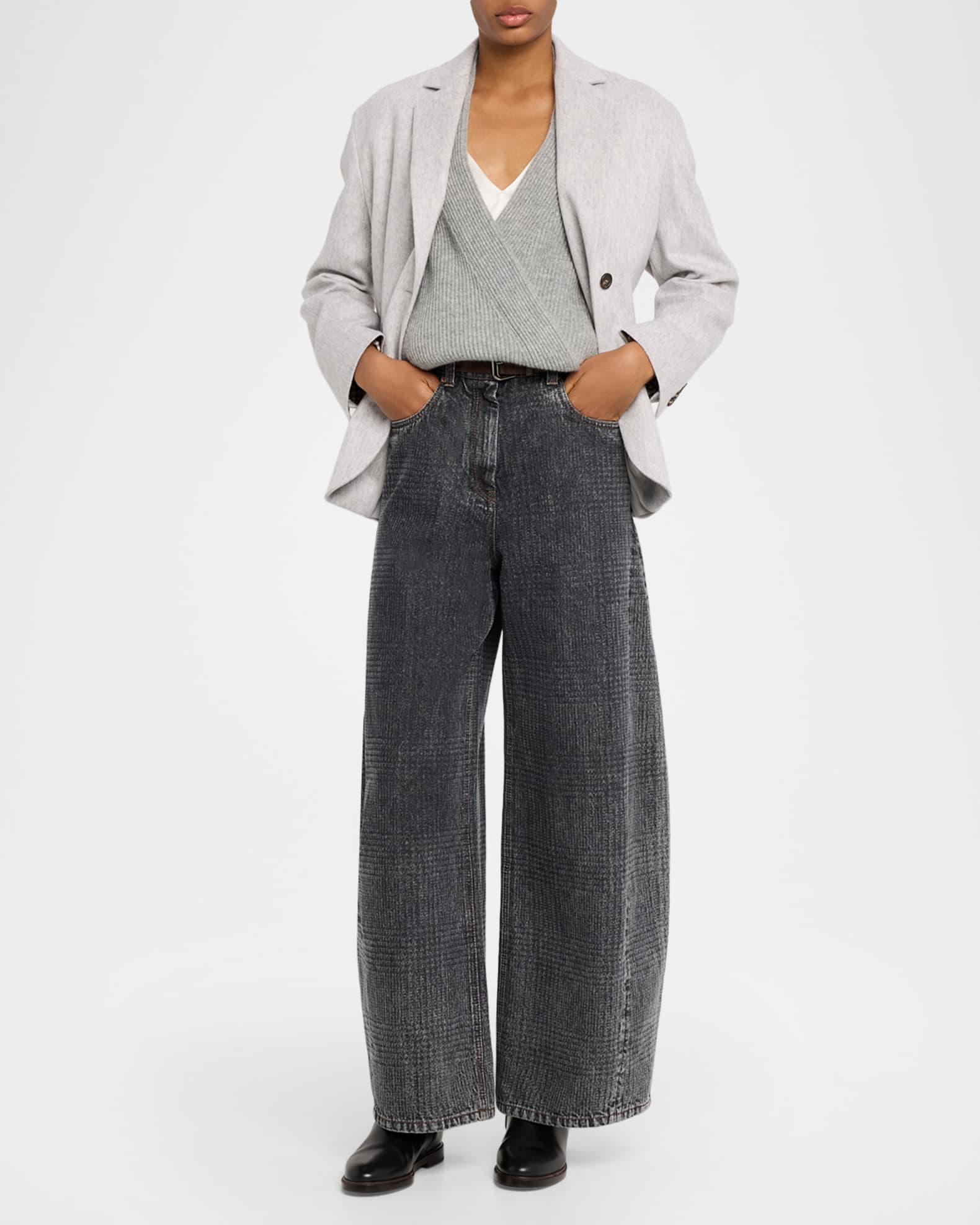 Brunello Cucinelli Deconstructed Jersey Single-Breasted Blazer