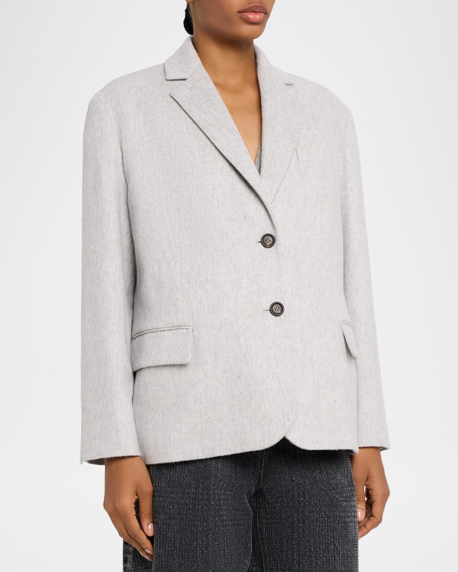 Brunello Cucinelli Deconstructed Jersey Single-Breasted Blazer
