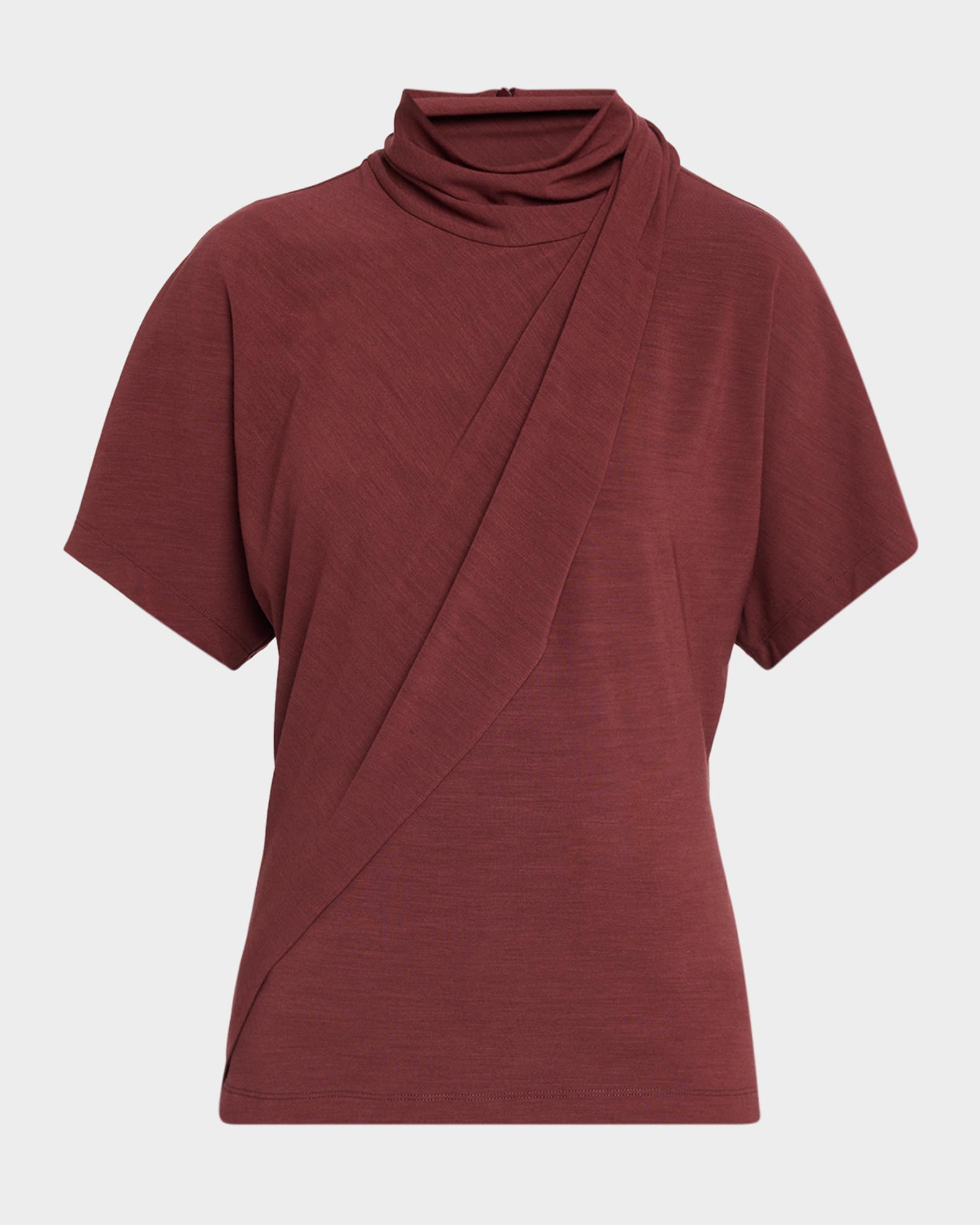 美品 BRUNELLO CUCINELLI 装飾 クルーネック トップス Brunello Cucinelli Mock-Neck Draped Jersey Short-Sleeve T-Shirt