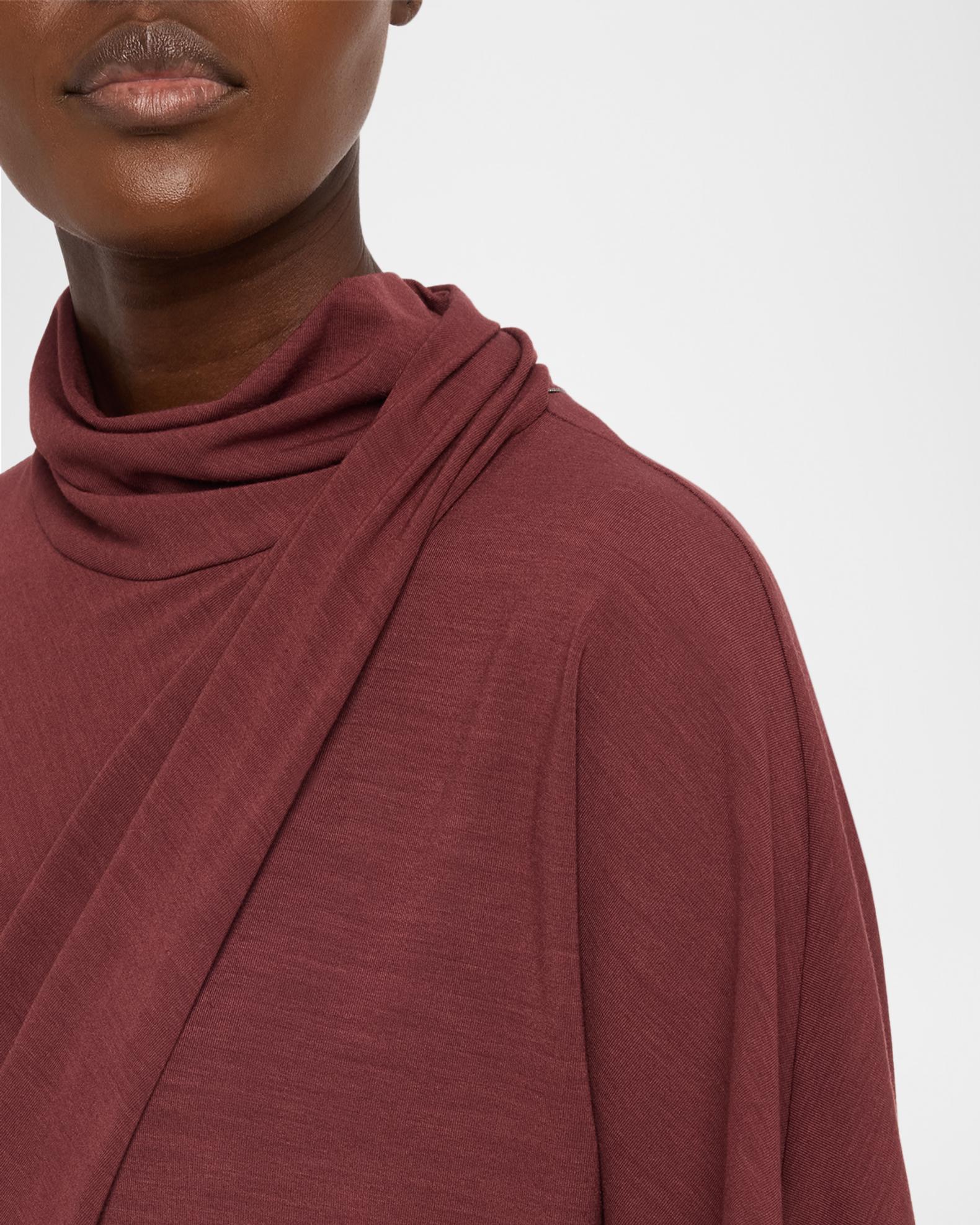 Brunello Cucinelli Mock-Neck Draped Jersey Short-Sleeve T-Shirt