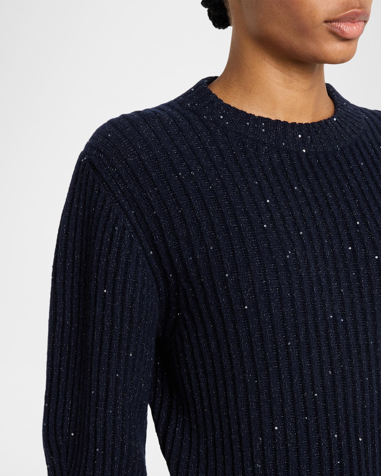 Brunello Cucinelli Cashmere-Wool Micro Sequin Ribbed Sweater | Neiman ...