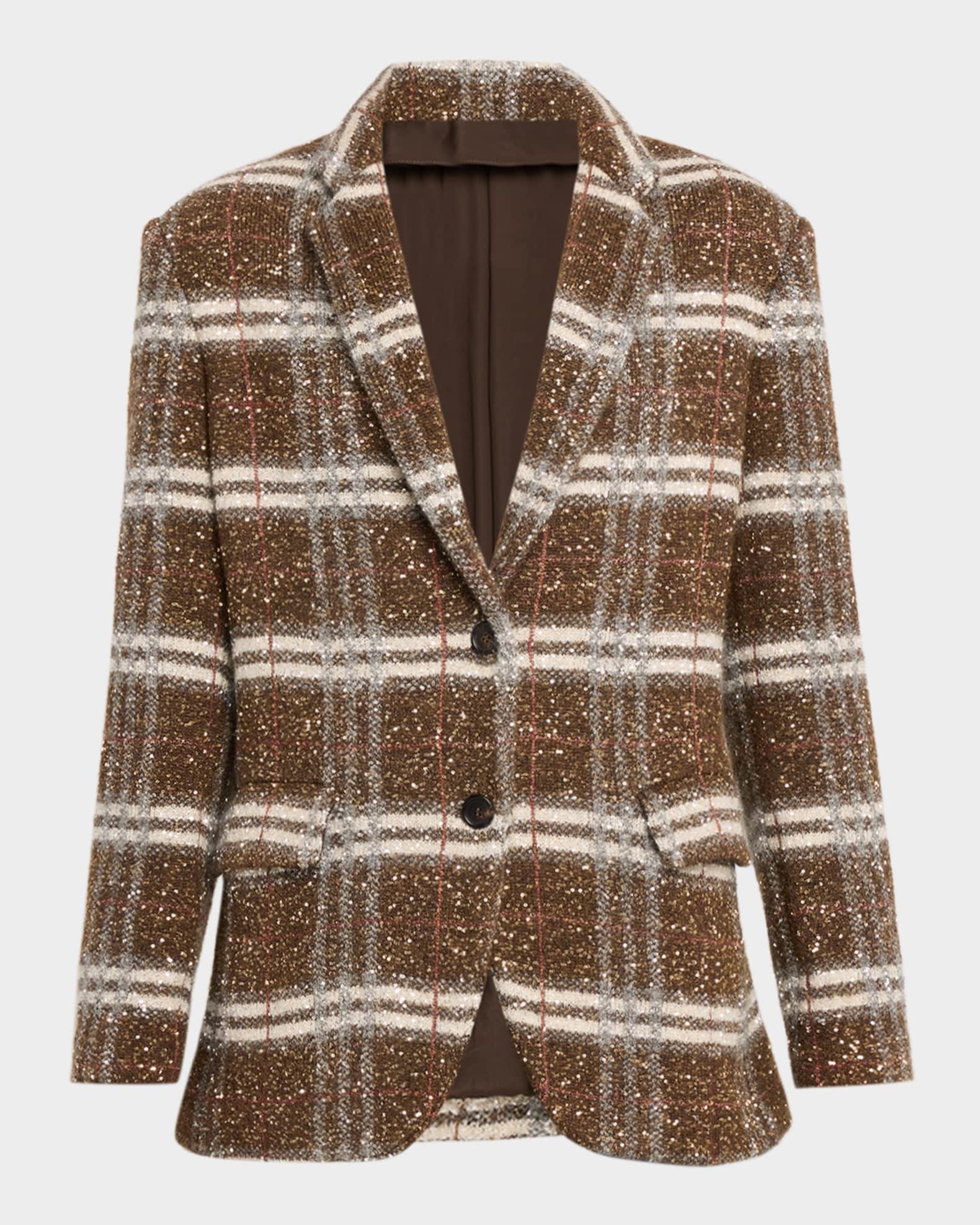 Brunello Cucinelli Single-Breasted Plaid Jacket | Neiman Marcus