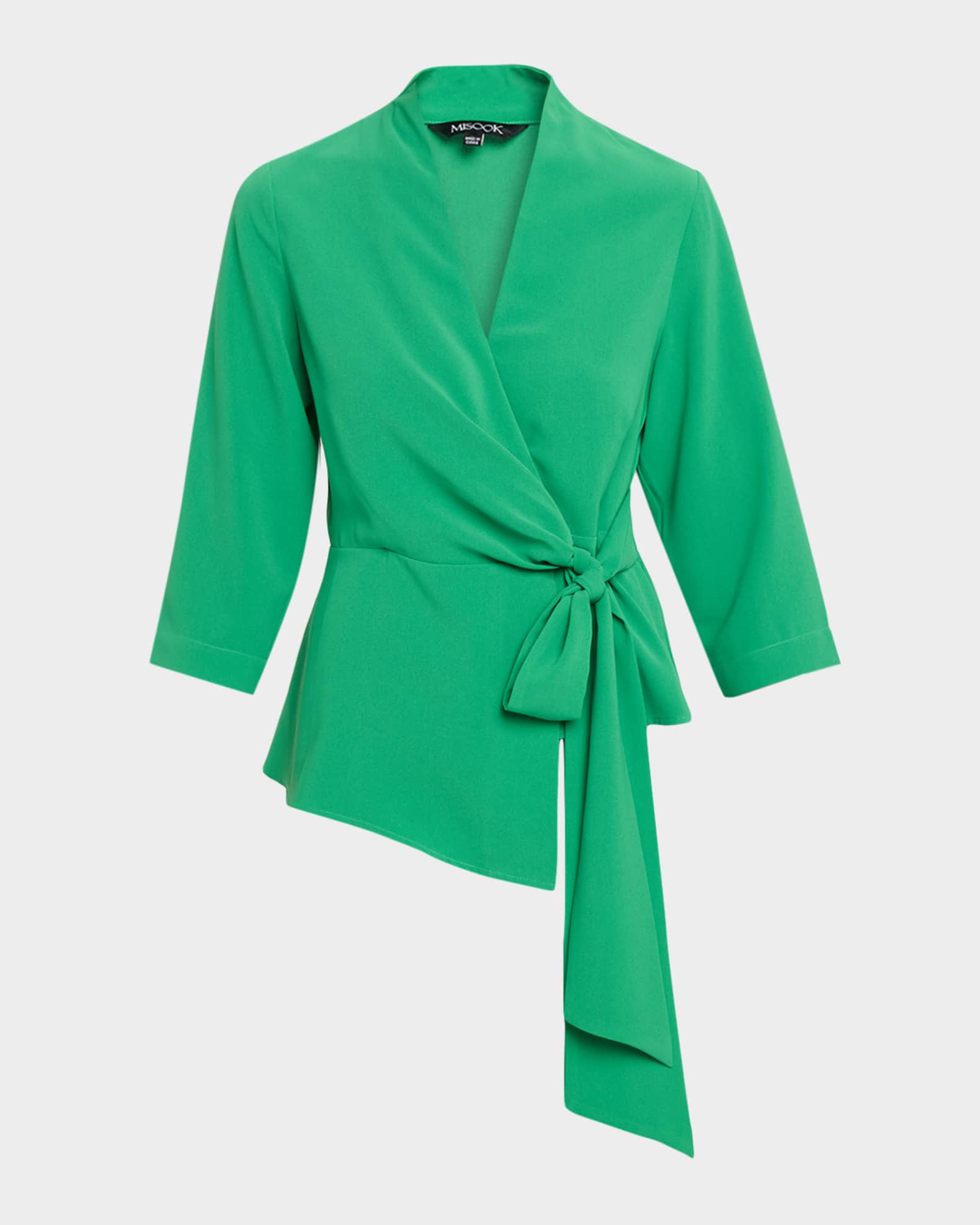 トップス misako Misook Wrap-Front Crepe De Chine Top | Neiman Marcus