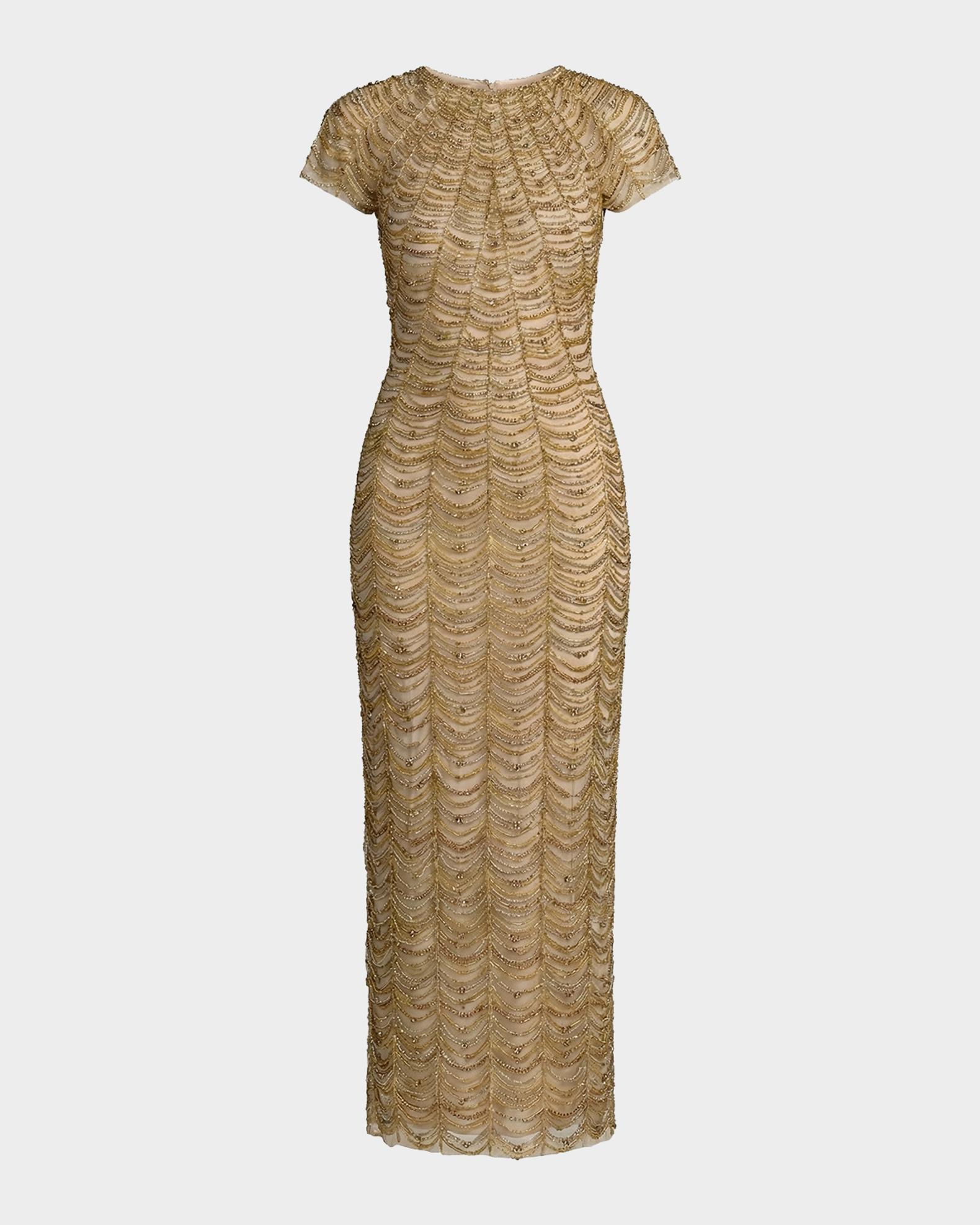 Mac Duggal Bead & Rhinestone Bodycon Midi Dress