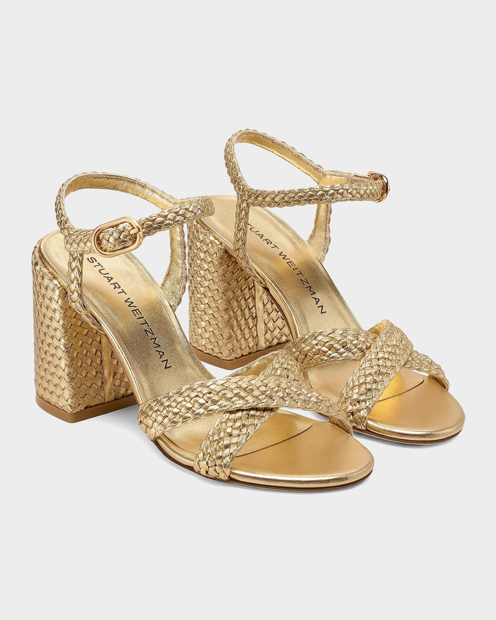 Stuart Weitzman 85mm Alyssa Woven Metallic Leather Ankle  display picture 1