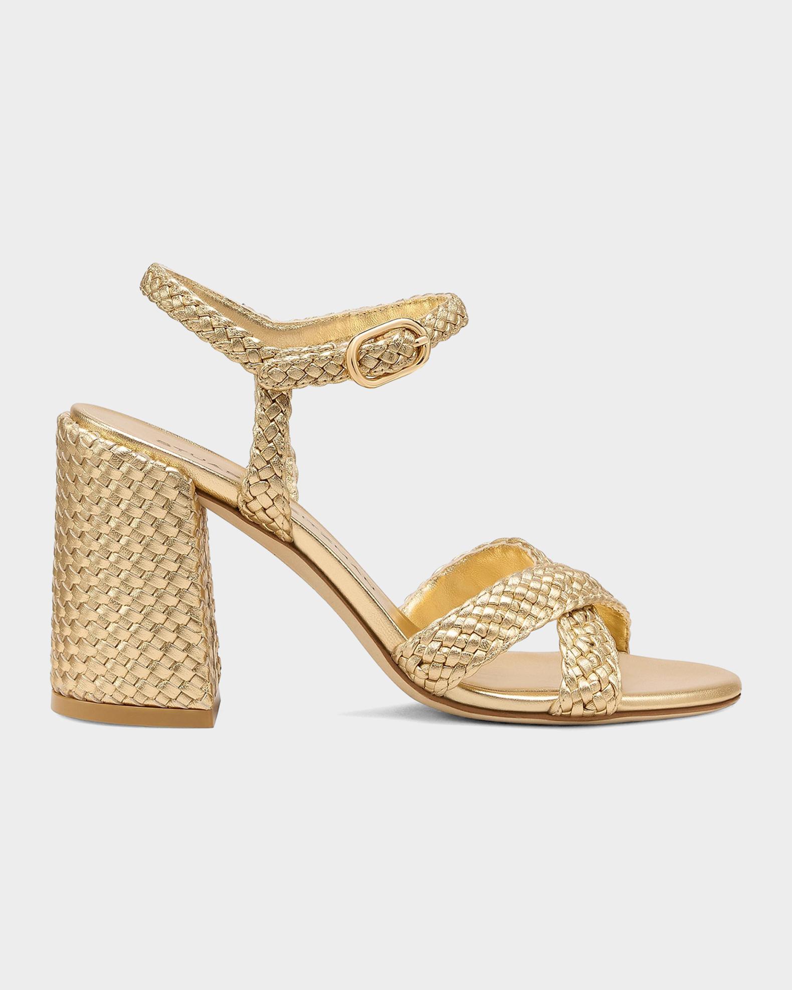 Stuart Weitzman 85mm Alyssa Woven Metallic Leather Ankle  display picture 1