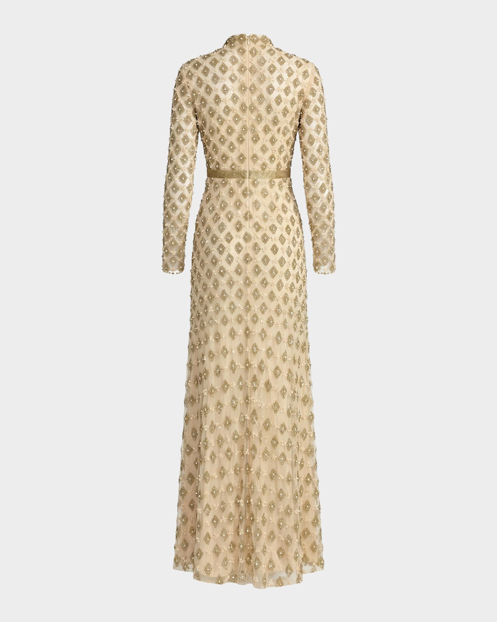 mac duggal square-neck floral beaded maxi dress - Gold Mock Neck Long Sleeve Embellished A-Line Gown Color:Dusty Plum this blush crepe gown 53%VISCOSE 44%RAYON 3%SPANDEX Xhilaration Women's Babydoll Dress
