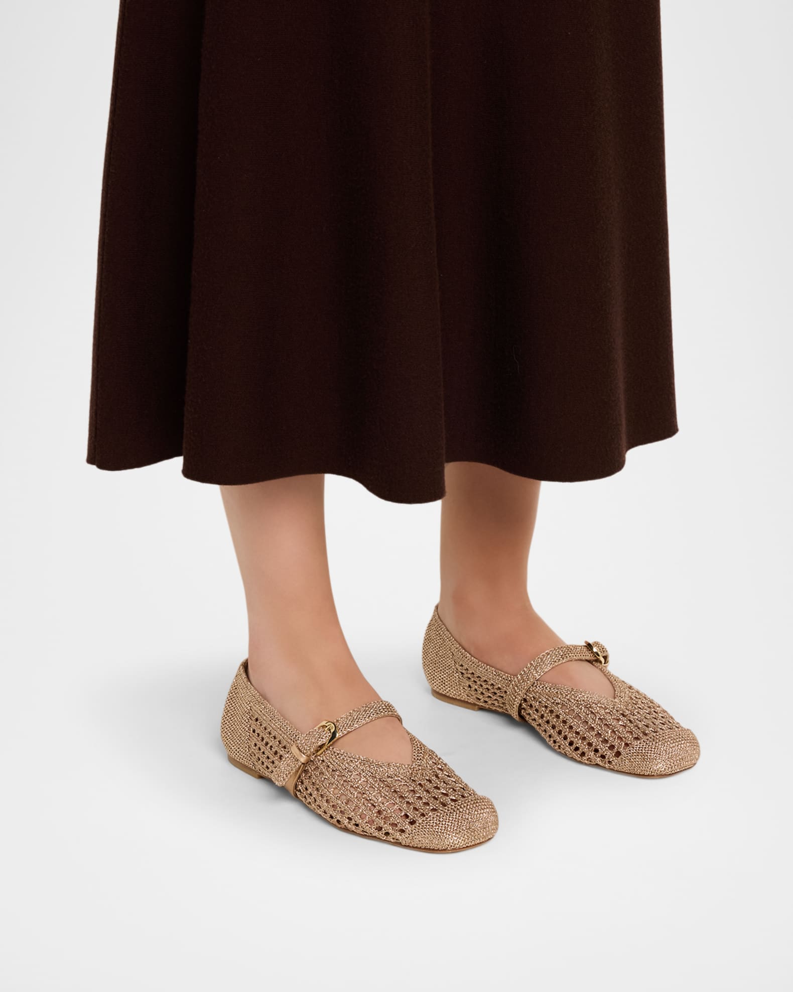 Stuart Weitzman Leora Crochet Mary Jane Ballerina Flats | Neiman