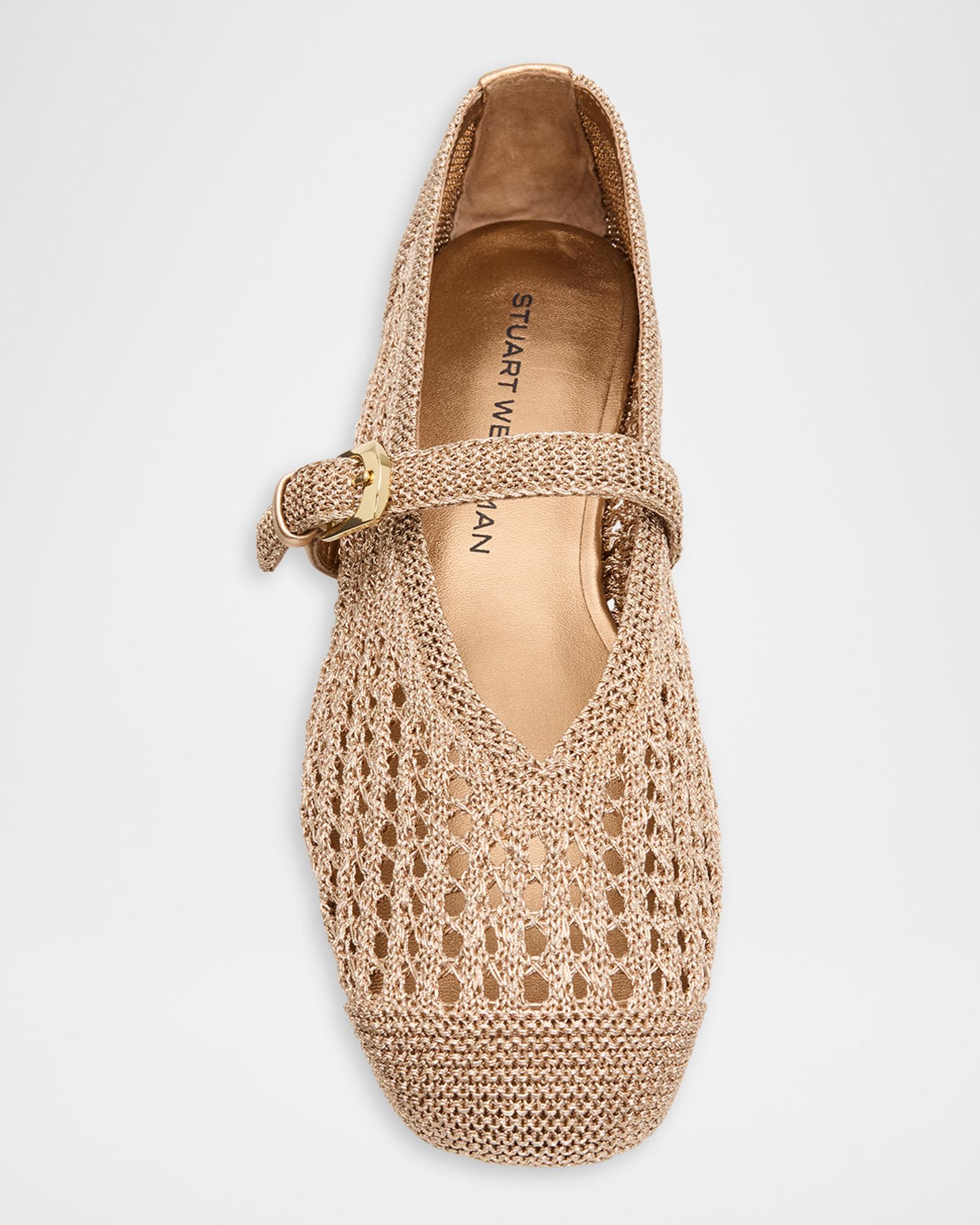 Stuart Weitzman Leora Crochet Mary Jane Ballerina Flats | Neiman