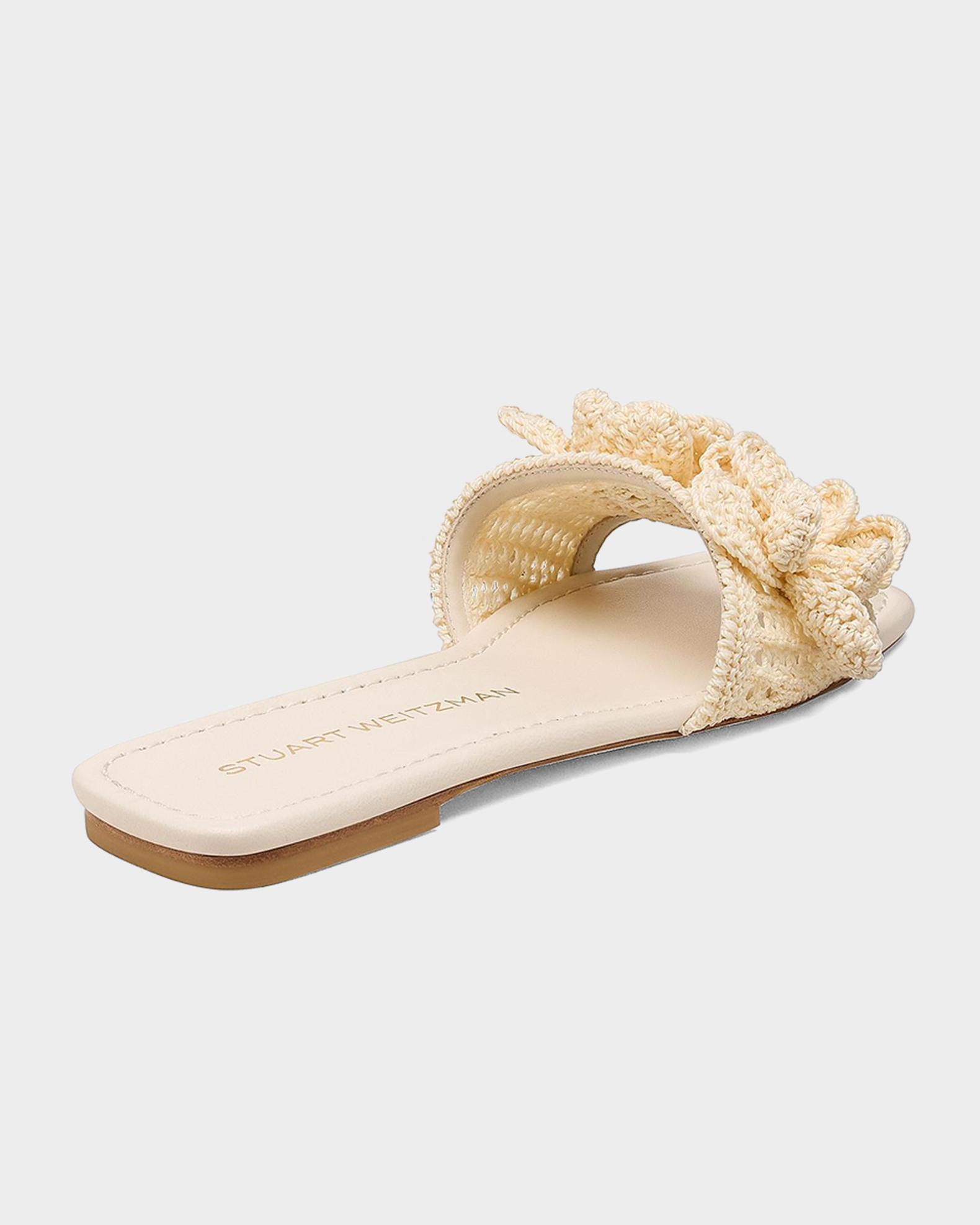 Stuart Weitzman Lotus Crochet Flat Slide Sandals | Neiman Marcus display picture 1