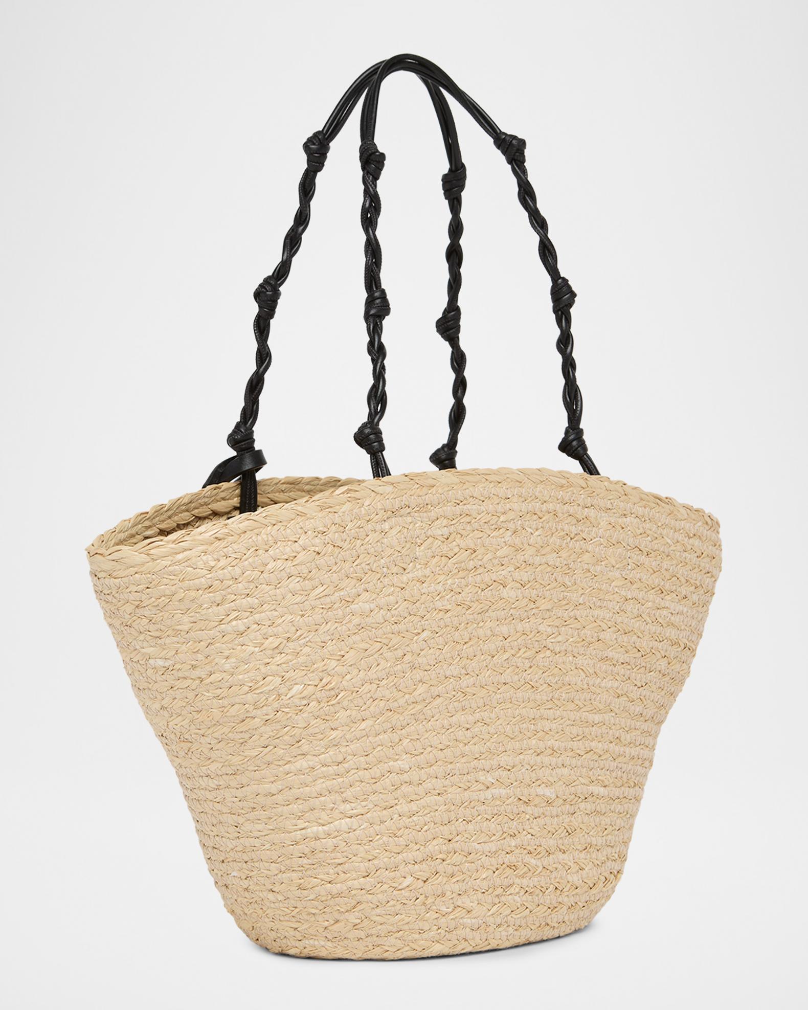 Jil Sander Tangle Small Woven Raffia Bucket Bag | Neiman Marcus