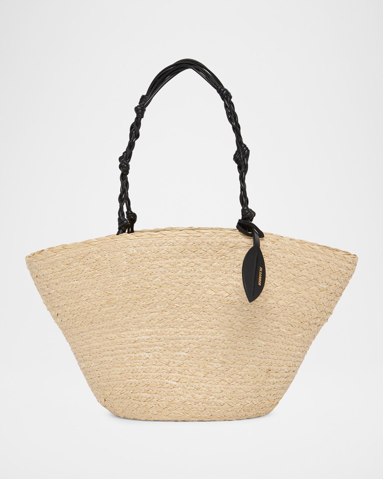 Jil Sander Tangle Small Woven Raffia Bucket Bag | Neiman Marcus