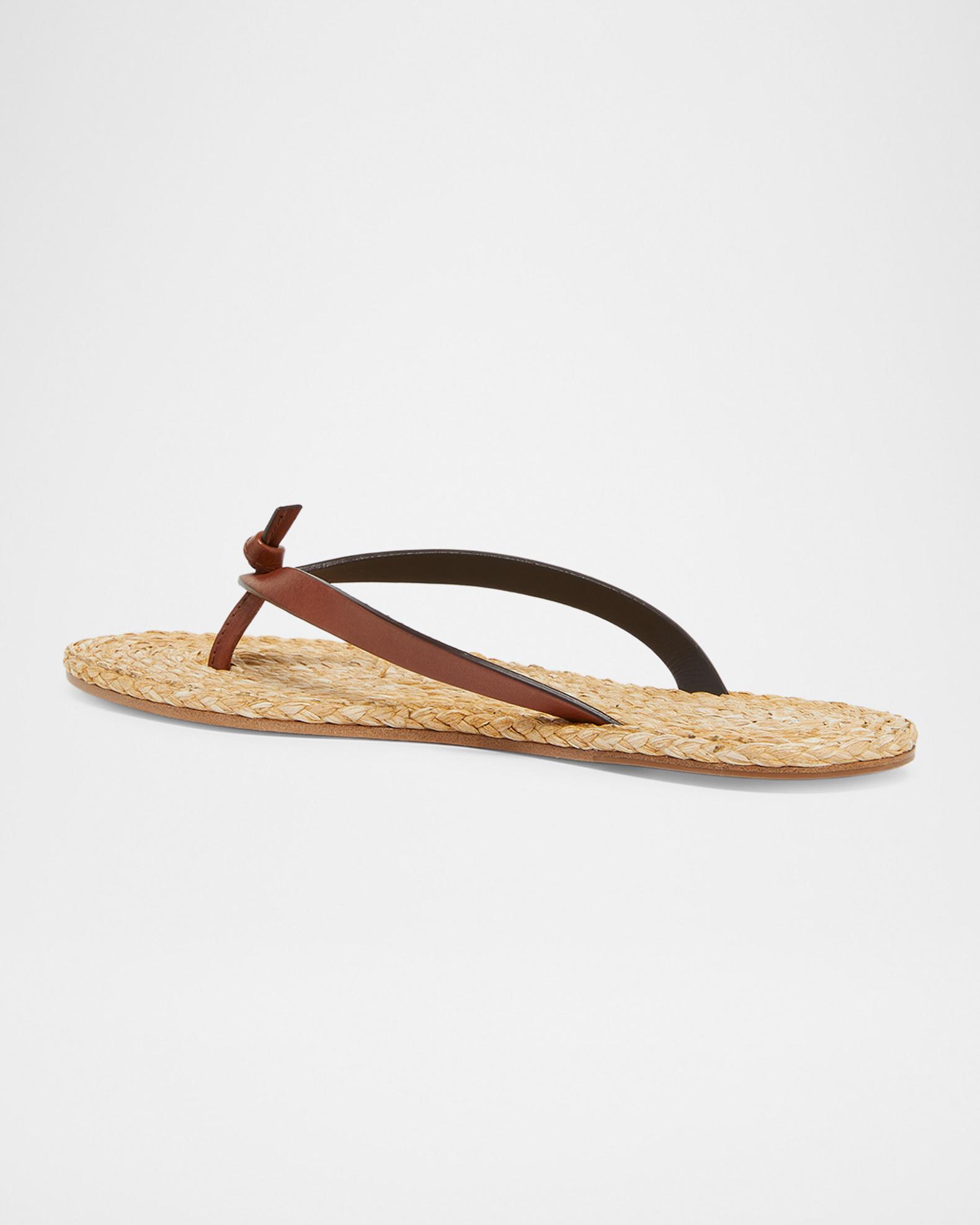 Saint Laurent Maine Raffia and Leather Thong Sandals  display picture 1