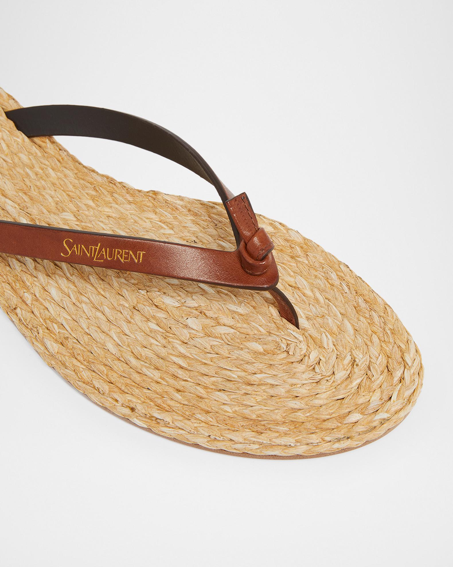 Saint Laurent Maine Raffia and Leather Thong Sandals 