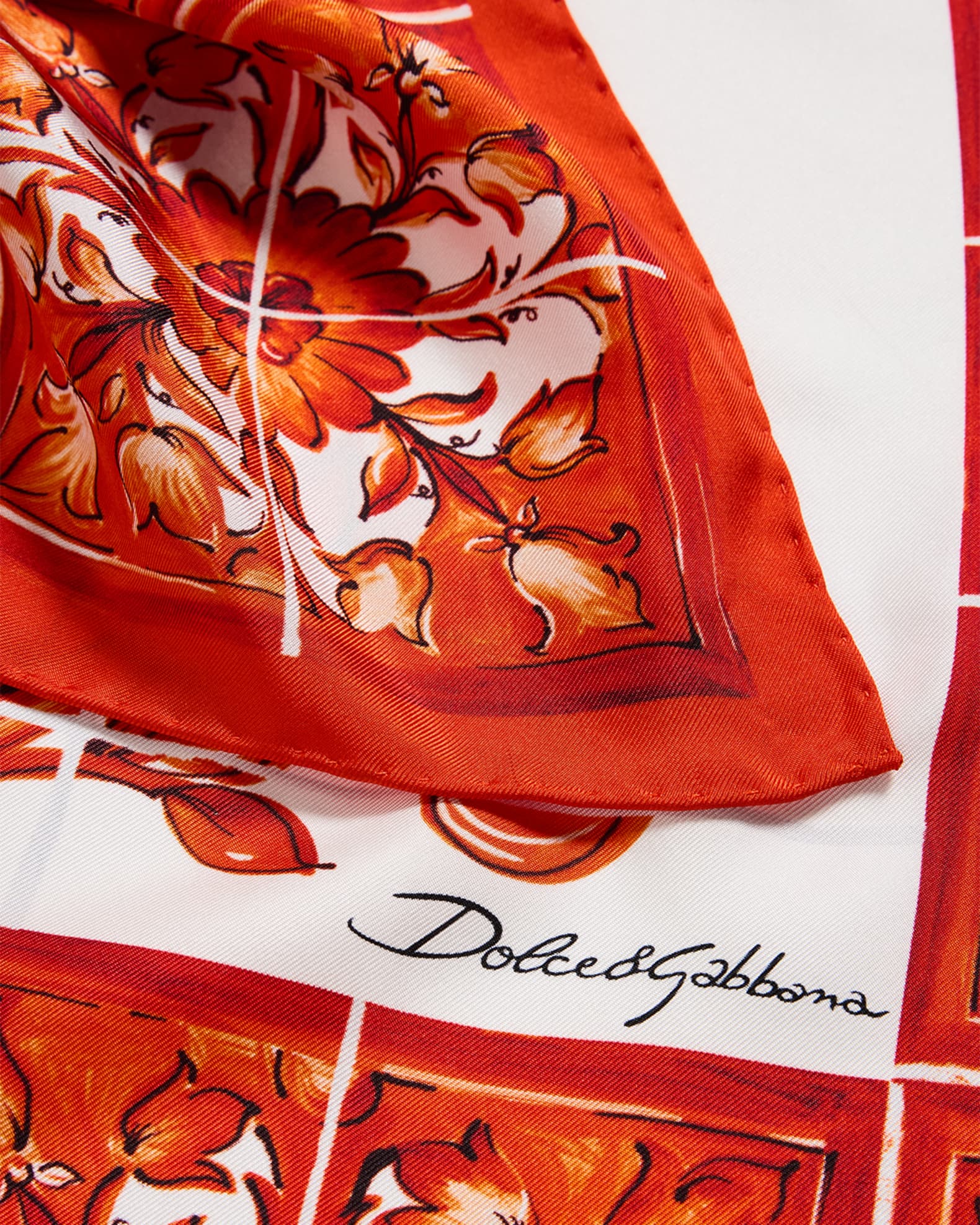 Dolce&Gabbana Majolica-Print Silk Twill Scarf | Neiman Marcus