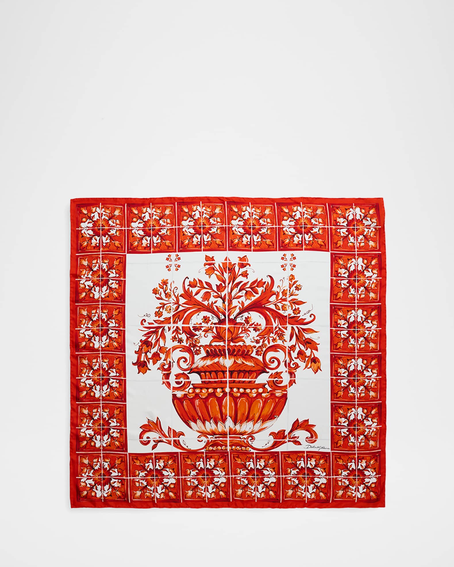 Dolce&Gabbana Majolica-Print Silk Twill Scarf | Neiman Marcus