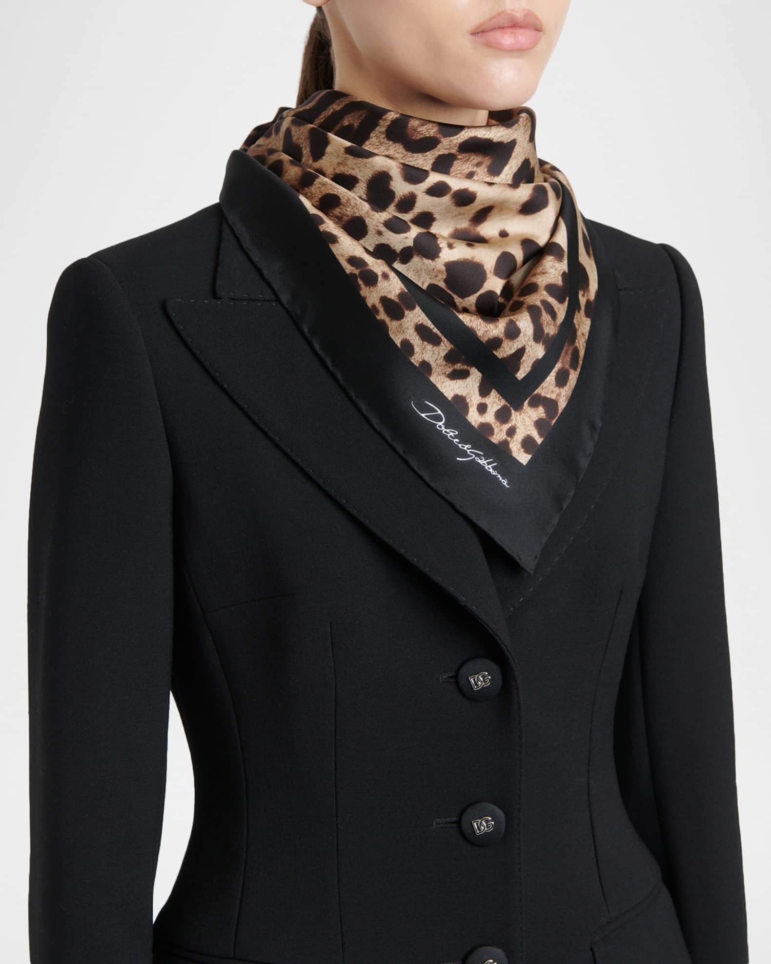 Dolce&Gabbana Leopard-Print Silk Twill Scarf | Neiman Marcus