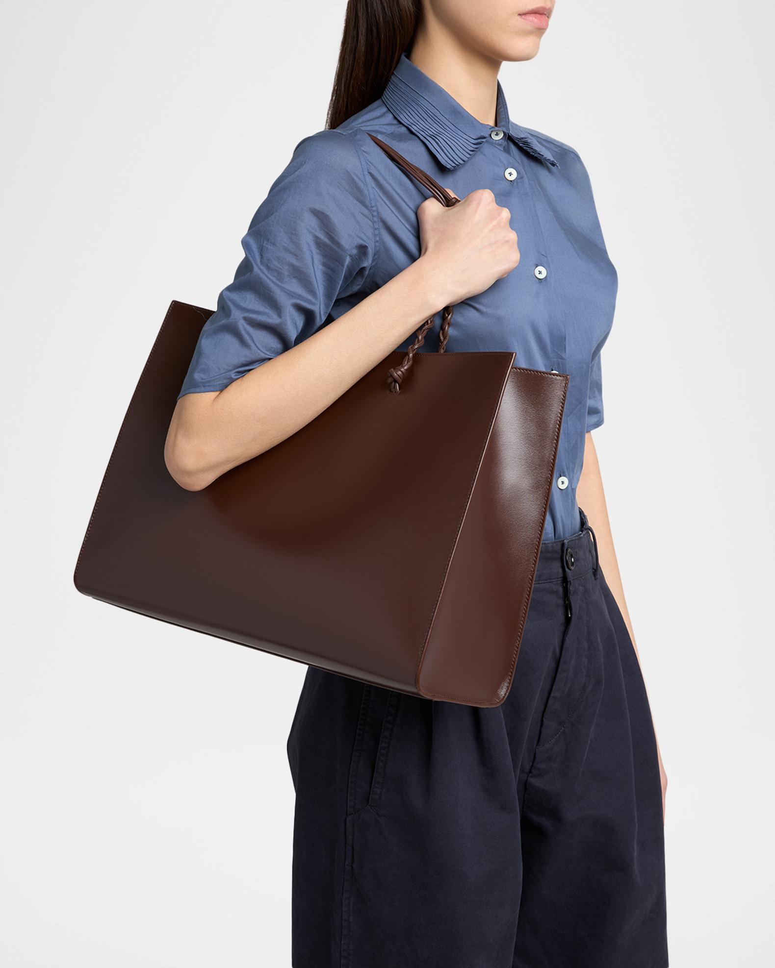 Jil Sander Tangle East-West Leather Shopper Tote Bag | Neiman Marcus